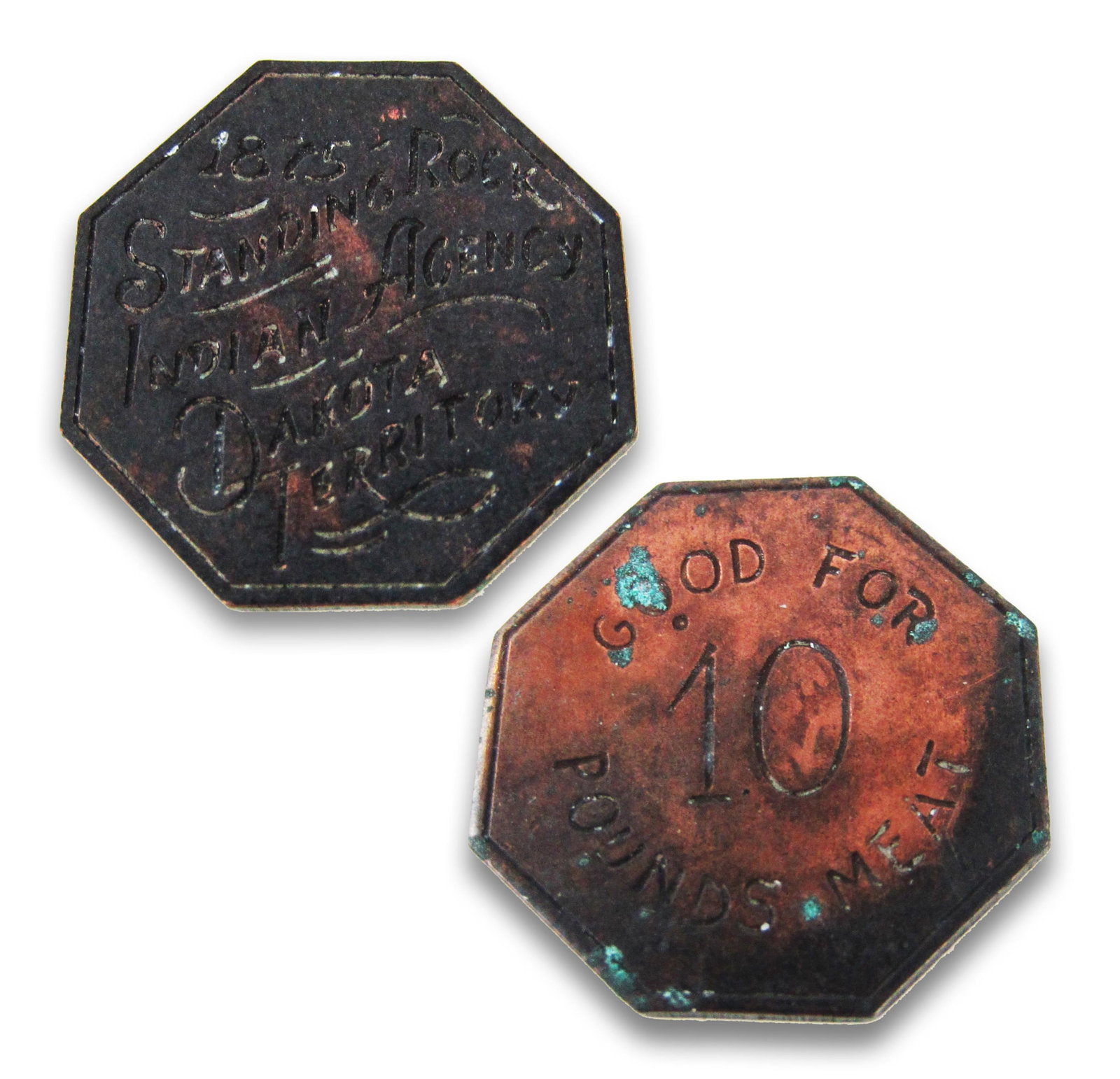 1875 Standing Rock Indian Agency Token For 10 lbs of Meat (1 of 3)