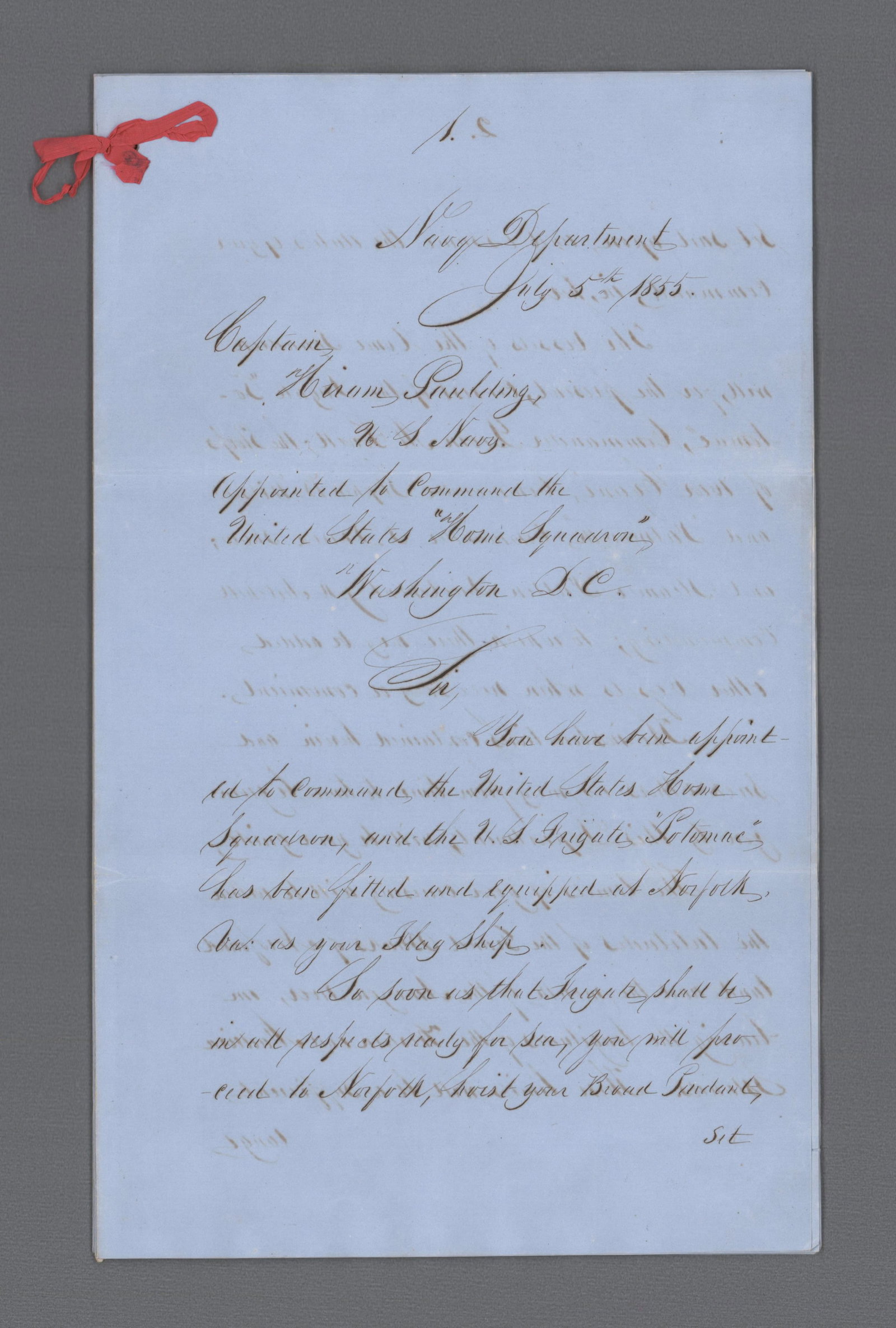 H. Paulding Receives Instructions to Suppress the Illegal Slave Trade Upon Taking Command of the US (1 of 2)
