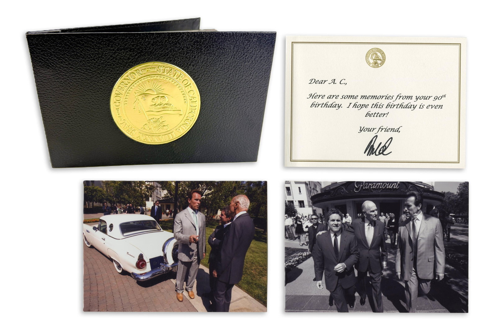 Arnold Schwarzenegger as Governor Signed Custom Photo Album Presented to Film Producer A.C. Lyles (1 of 4)