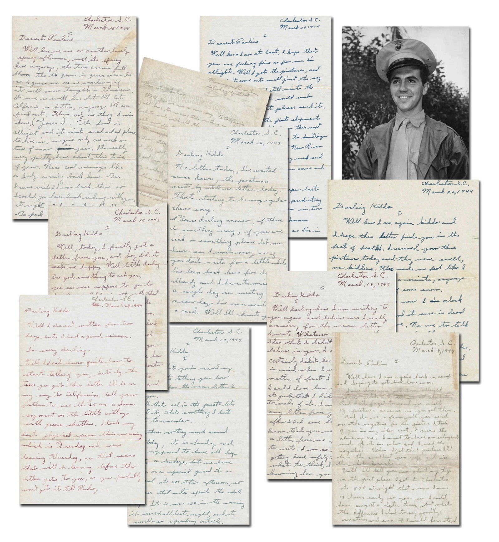 Rene Gagnon World War II Love Letters to His Future Wife, Archive of 10, Superb! (1 of 11)
