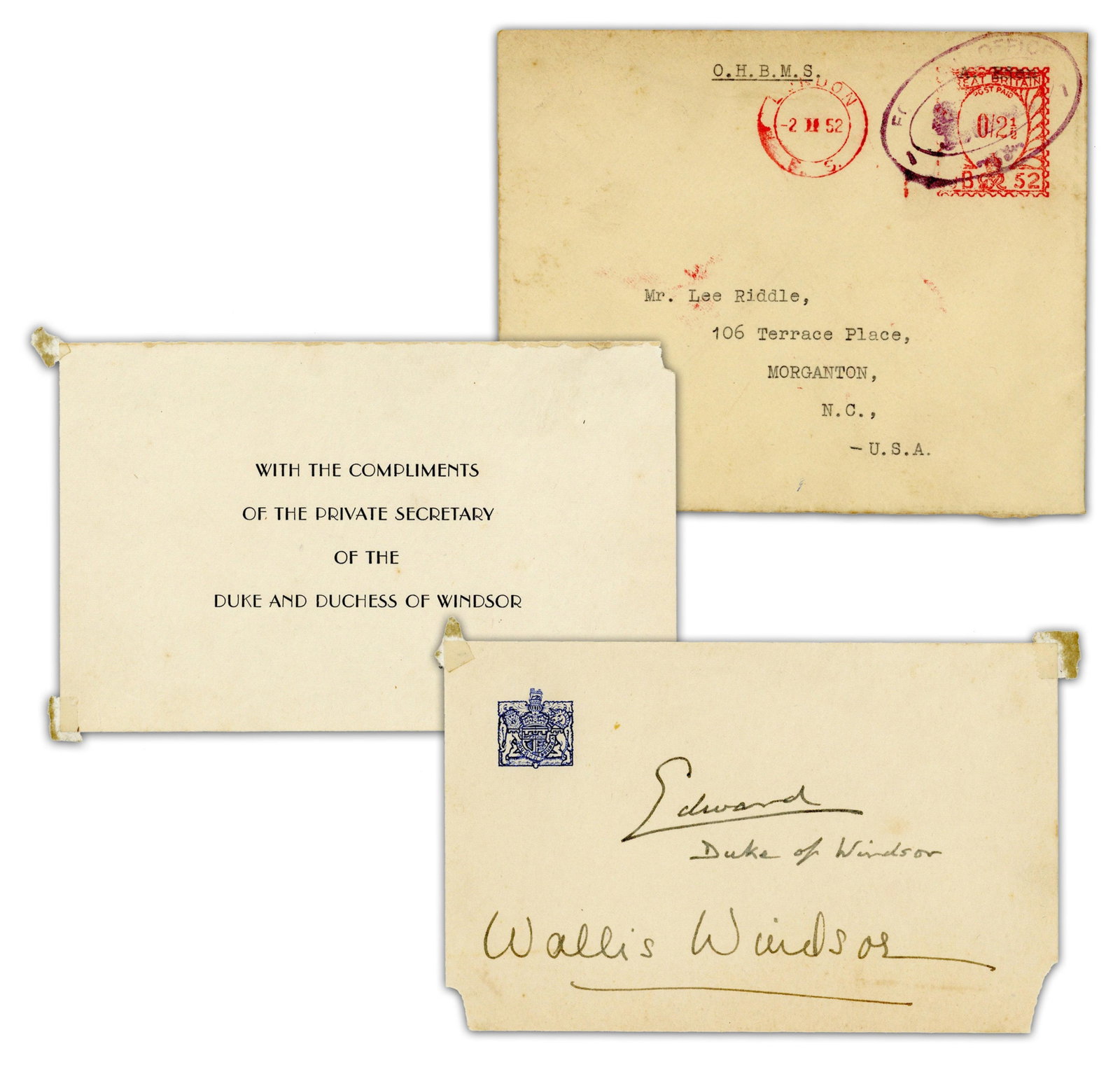 Edward & Wallis, Duke & Duchess of Windsor Signed Royal Stationery, With JSA LOA (1 of 6)