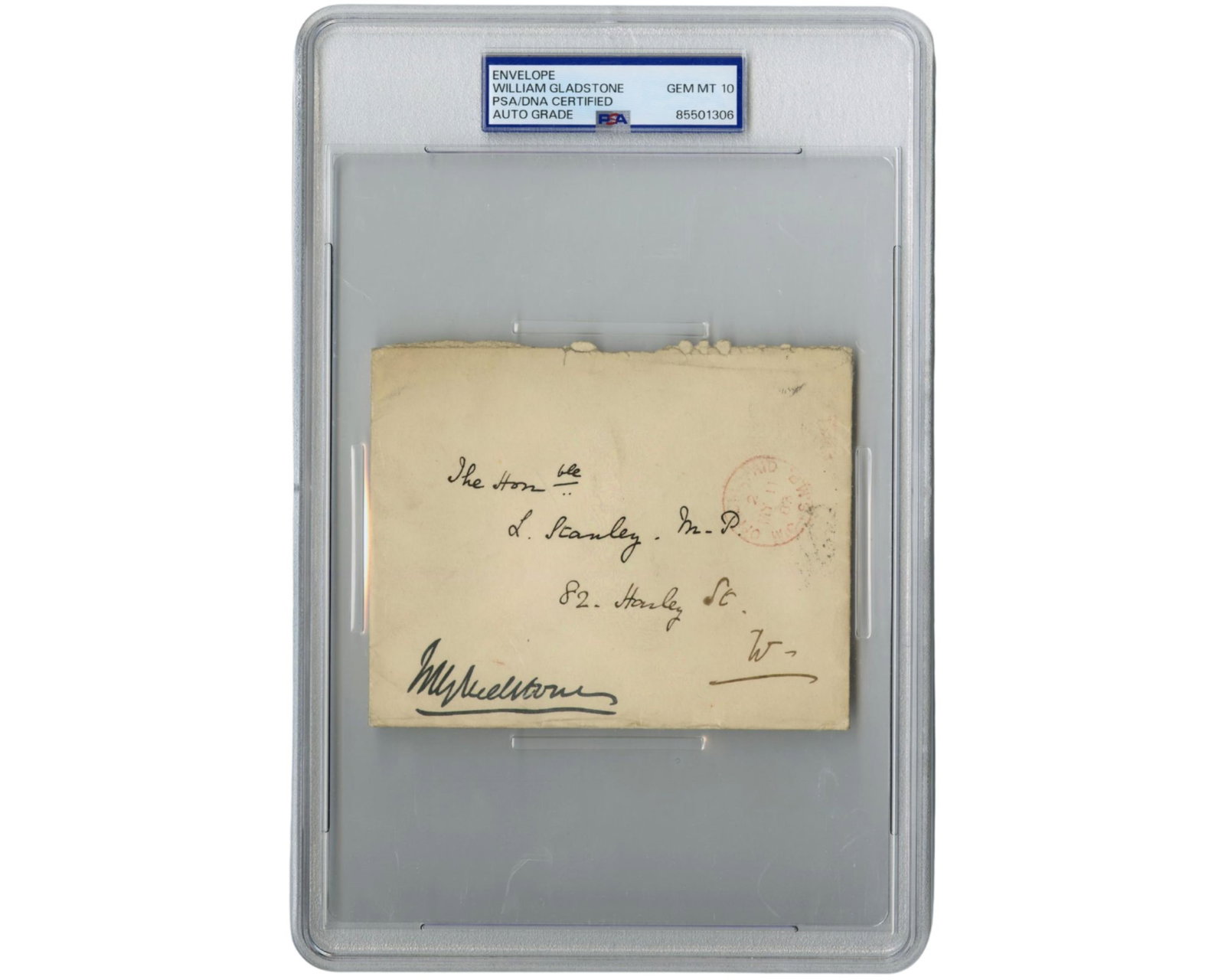 William Gladstone PSA Gem Mint 10 Signed Envelope Sent to Fellow Reformist in House of Commons (1 of 2)