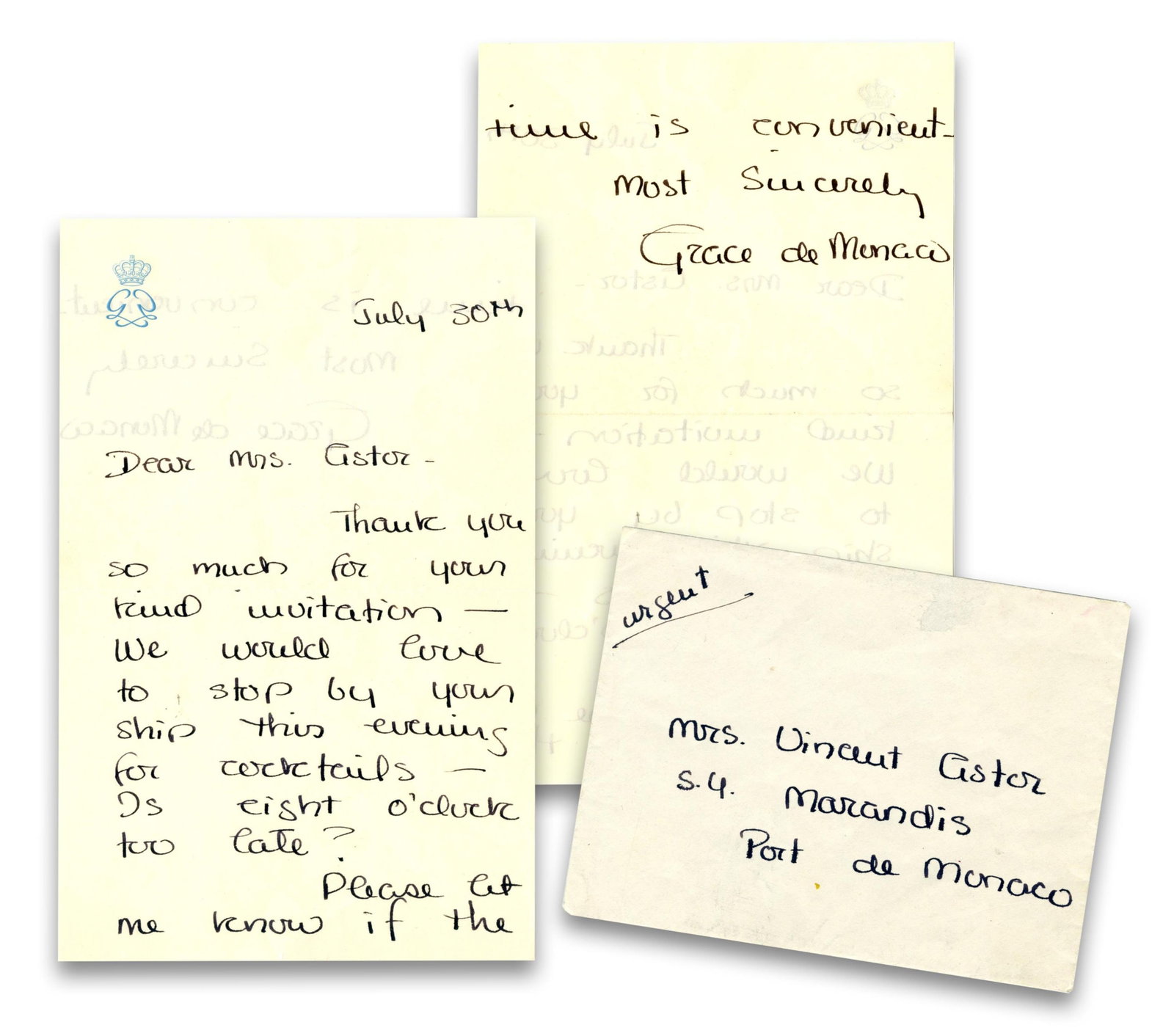 Grace Kelly ALS on Monogrammed Stationery to Brooke Astor (1 of 4)
