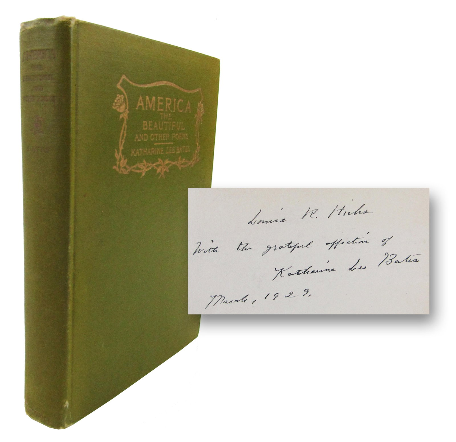 Katharine Lee Bates Signed & Inscribed "America the Beautiful", Days Before Her Death (1 of 8)