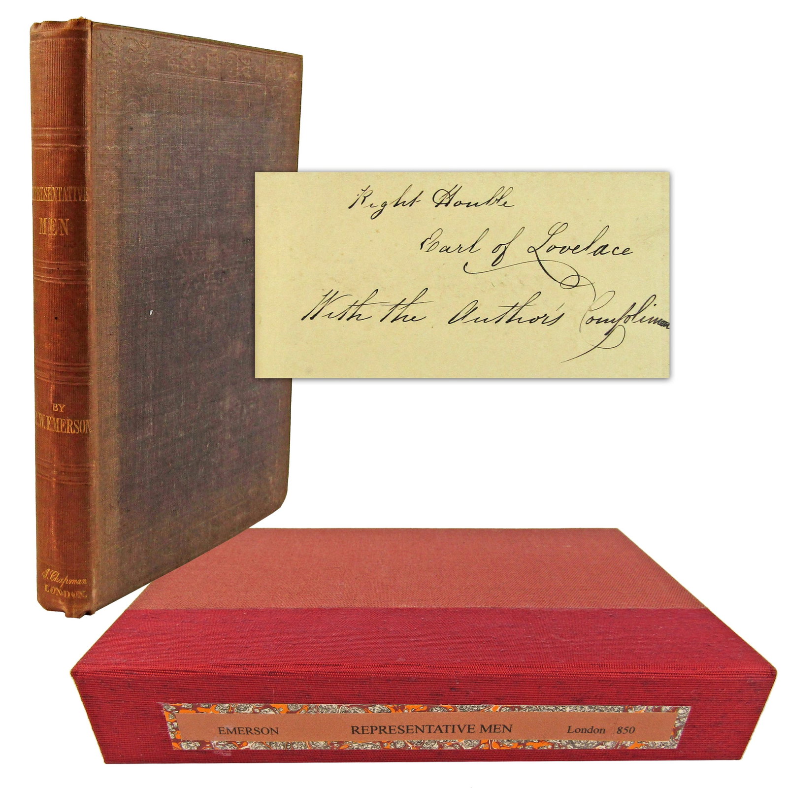 Ralph W. Emerson 1st London Ed. Presentation Copy Addressed to His Friend, Ada Lovelace's Husband! (1 of 9)