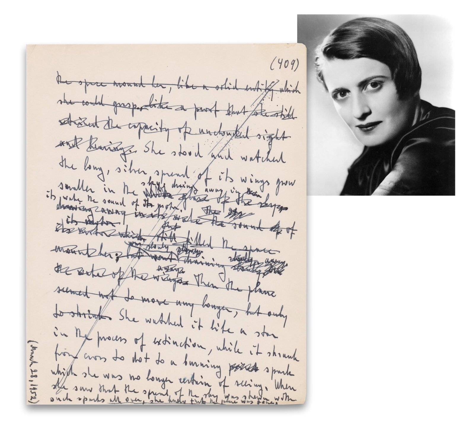 Ayn Rand's "Atlas Shrugged" Original Manuscript Page With Corrections, 80 Words in Her Hand! (1 of 4)