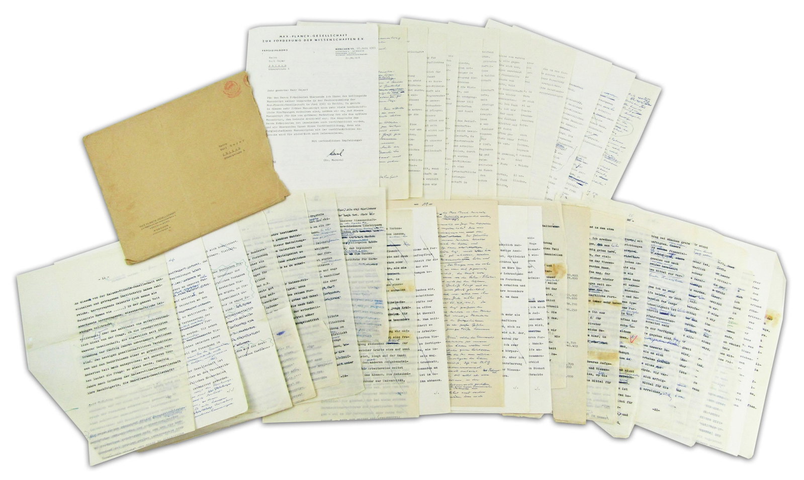 Nobel Winner Adolf Butenandt, 30+pp Speech Manuscript Celebrating 50th Anniversary of Max Planck: Adolf Butenandt Berlin and Munich, West Germany, ca. June-July 1961 Nobel Winner Adolf Butenandt, 30+pp Speech Manuscript Celebrating 50th Anniversary of Max Planck Society Archive A German-language