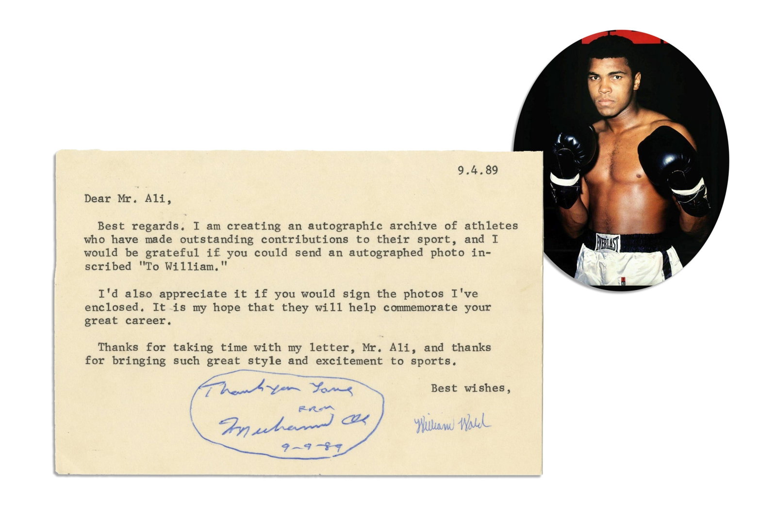 Muhammad Ali 1989 Signed Card (1 of 3)