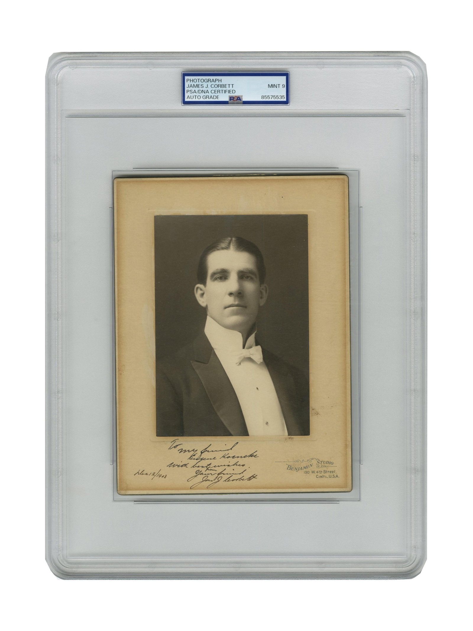James "Gentleman Jim" Corbett Signed Photo PSA MINT 9 (1 of 3)