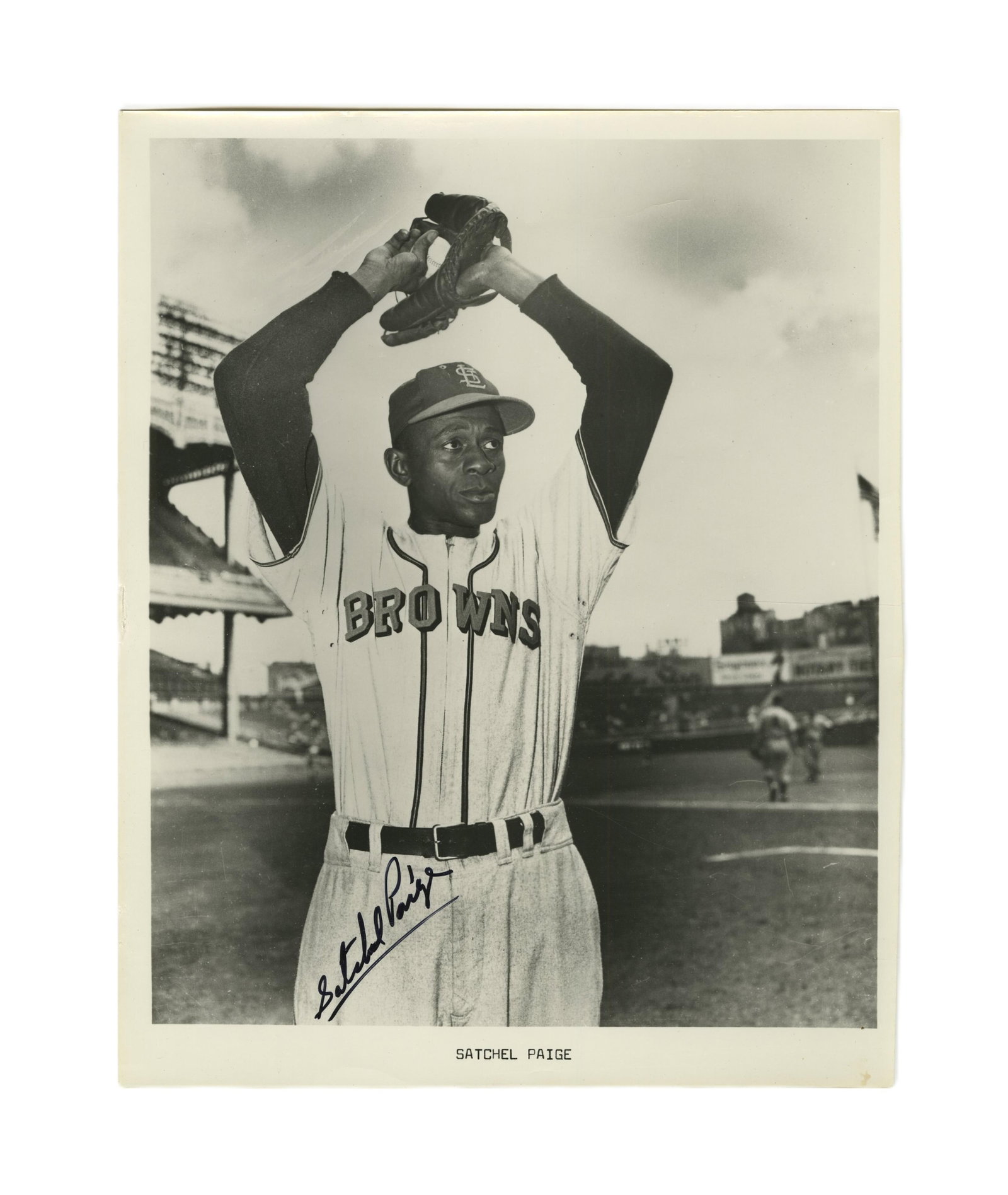 Satchel Paige Signed Photo: Satchel Paige n.p., n.d. Satchel Paige Signed Photo Signed photograph Satchel Paige (1906-1982). Black and white photograph of Baseball Hall of Famer, Satchel Paige; posed as if he's about to pitch.