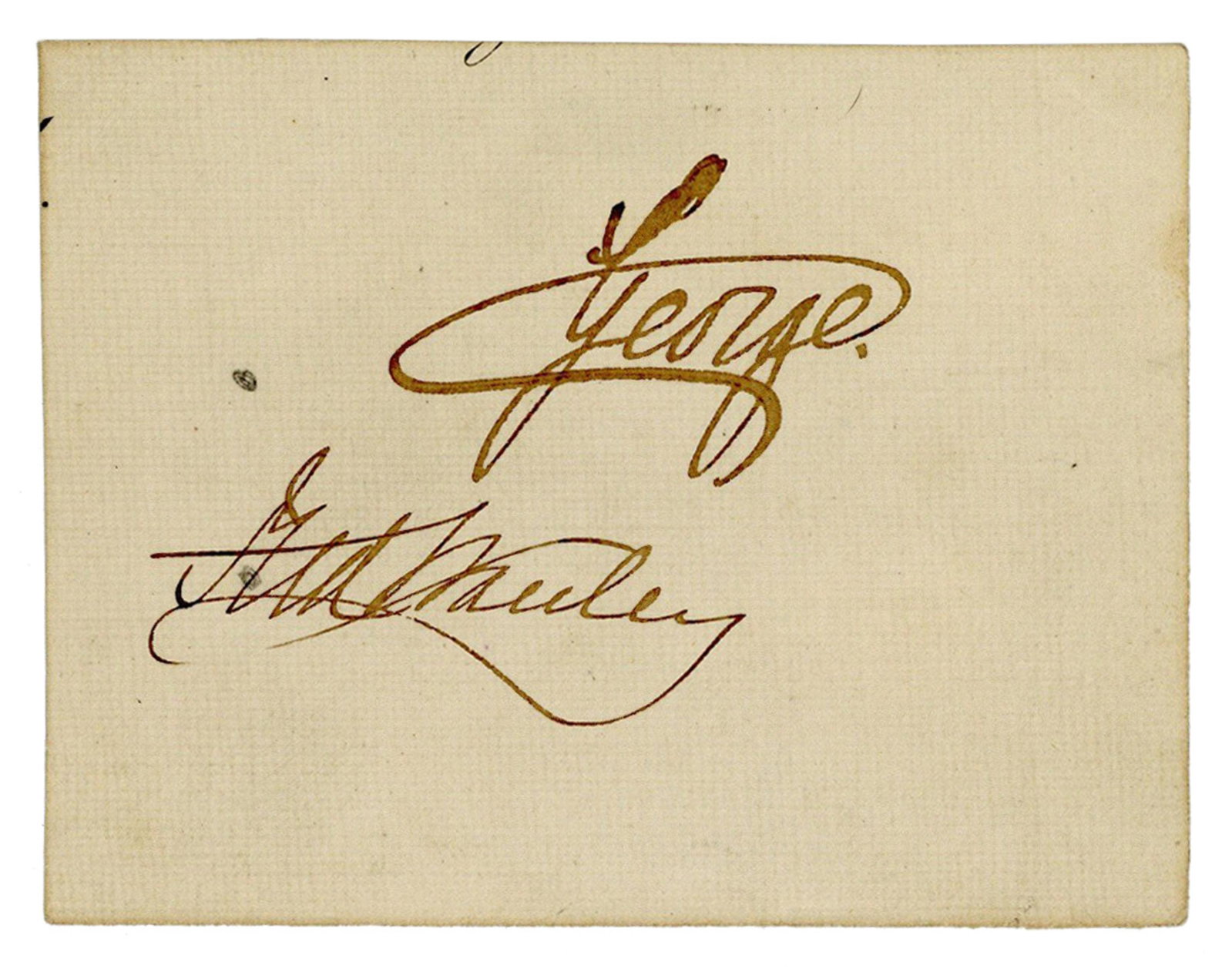 British Empire Notables: Frederick Stanley of Ice Hockey Cup Fame & Prince George, Duke of: Frederick A. Stanley n.p., ca. 1881 British Empire Notables: Frederick Stanley of Ice Hockey Cup Fame & Prince George, Duke of Cambridge! Signature A paper fragment signed by two important leaders of