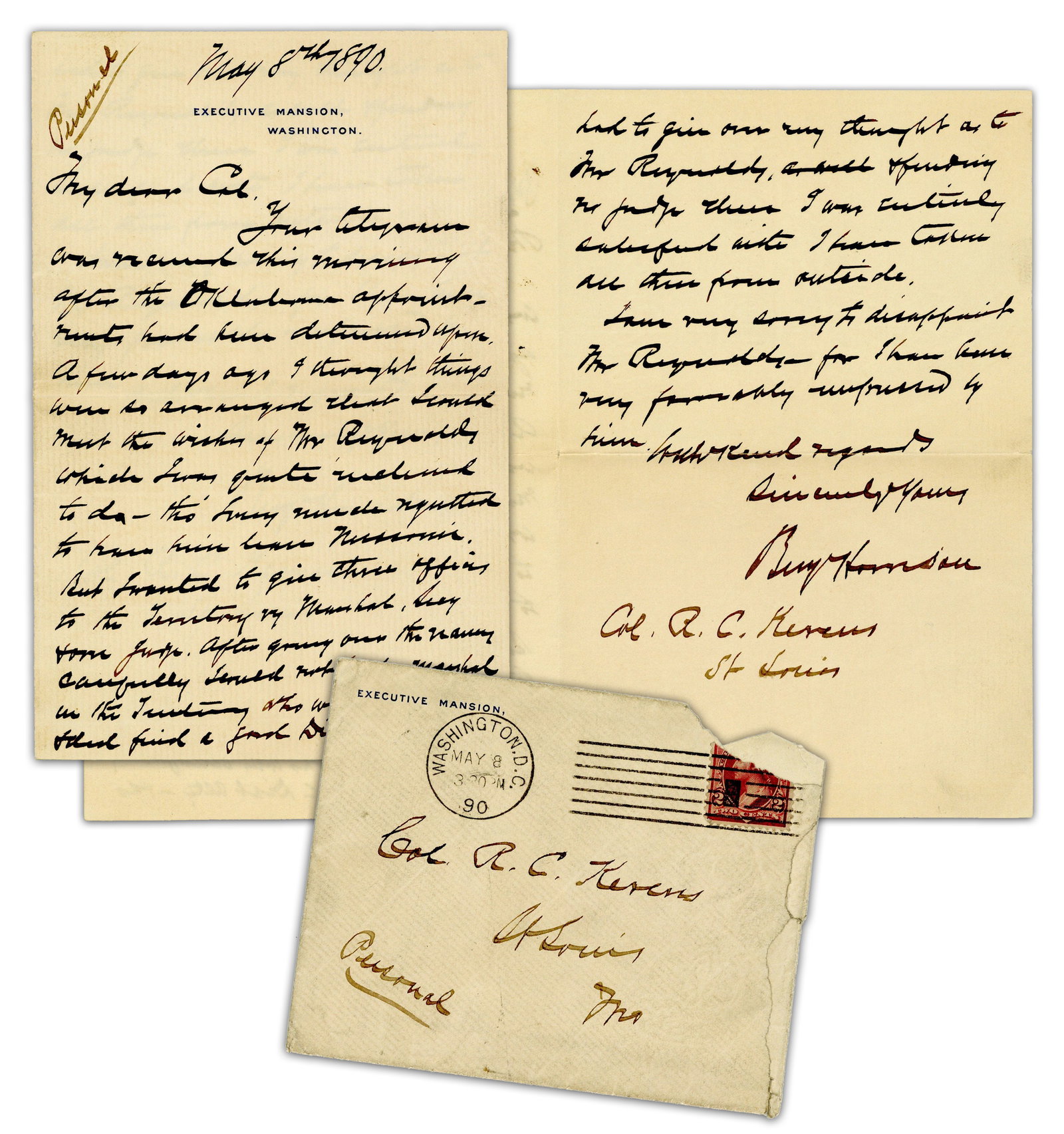 Benjamin Harrison As Pres. Staffs OK Territory, Incorporated Less Than 1 Week Earlier! "Marshals, (1 of 6)