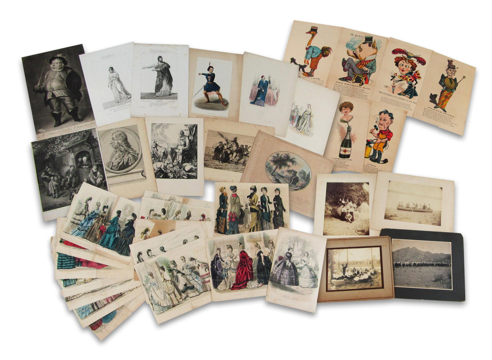 19th C. Dealer's Lot of 40+ Prints, Engravings, & Photographs- Many French Examples (1 of 10)