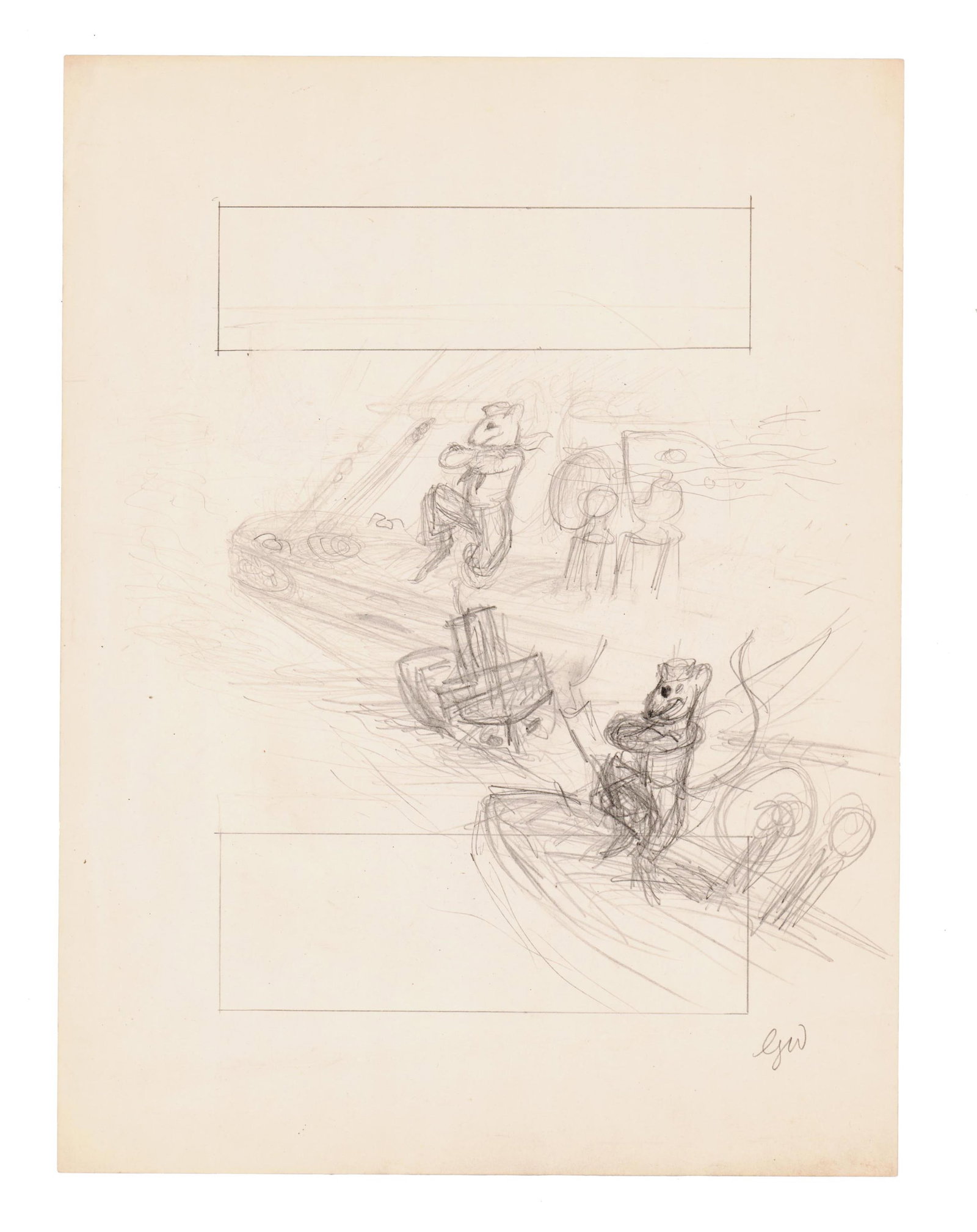Garth Williams Original Drawing From "Stuart Little": Garth Williams n.p., ca. 1945 Garth Williams Original Drawing From "Stuart Little" Signed art A charming preliminary sketch by beloved children's illustrator Garth Williams (1912-1966) for E. B. White
