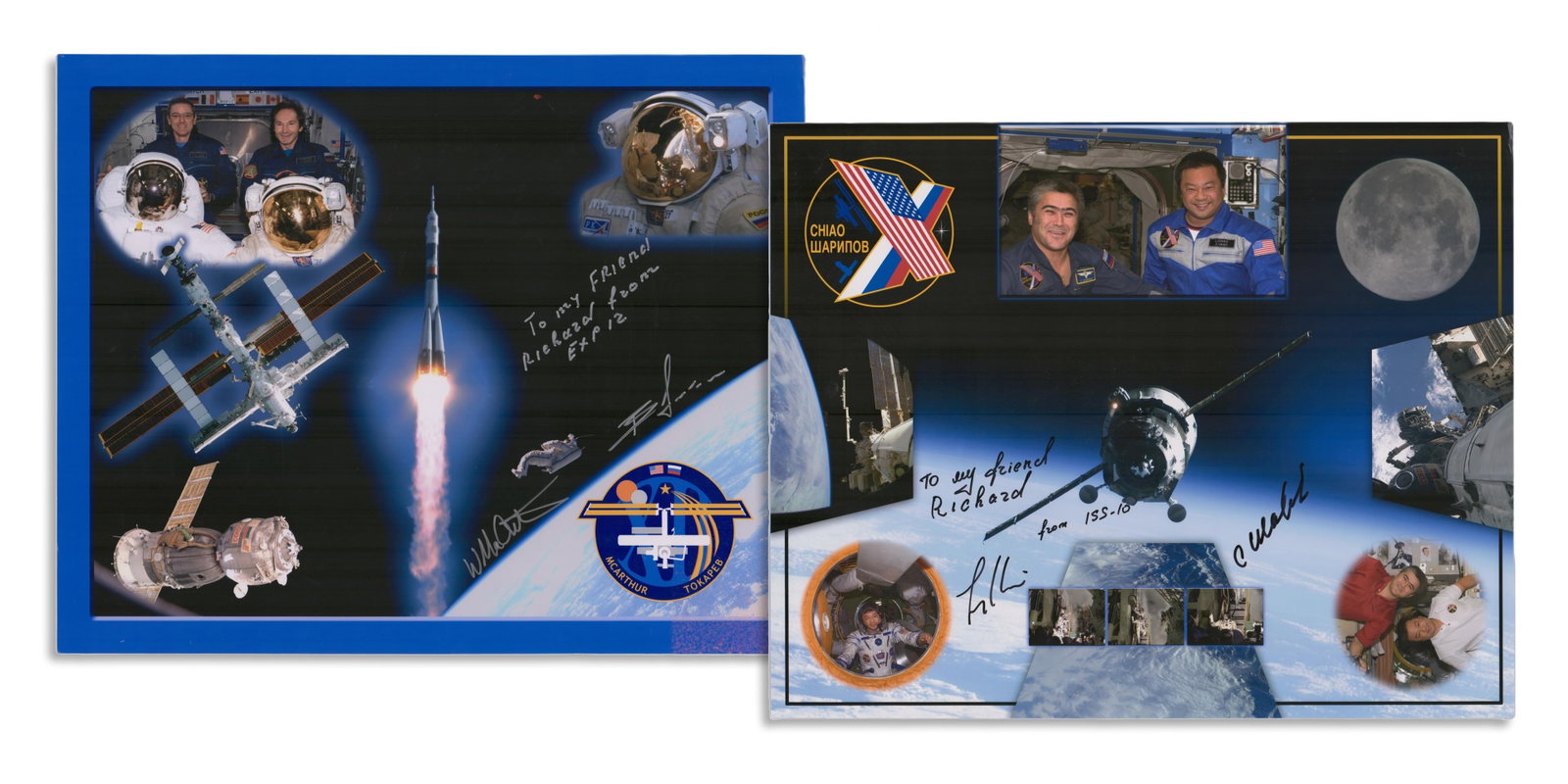 Lot of 2 ISS Expedition 10 and 12 Signed Oversize Posterboards (1 of 3)