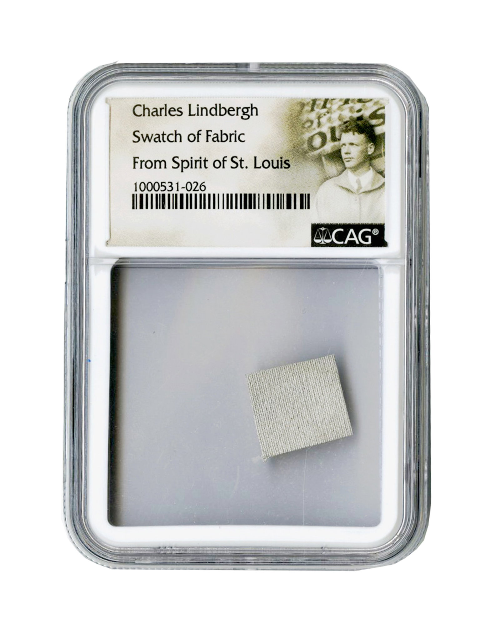 Charles Lindbergh's Spirit of St. Louis Fabric Fragment, CAG Encapsulated (1 of 5)