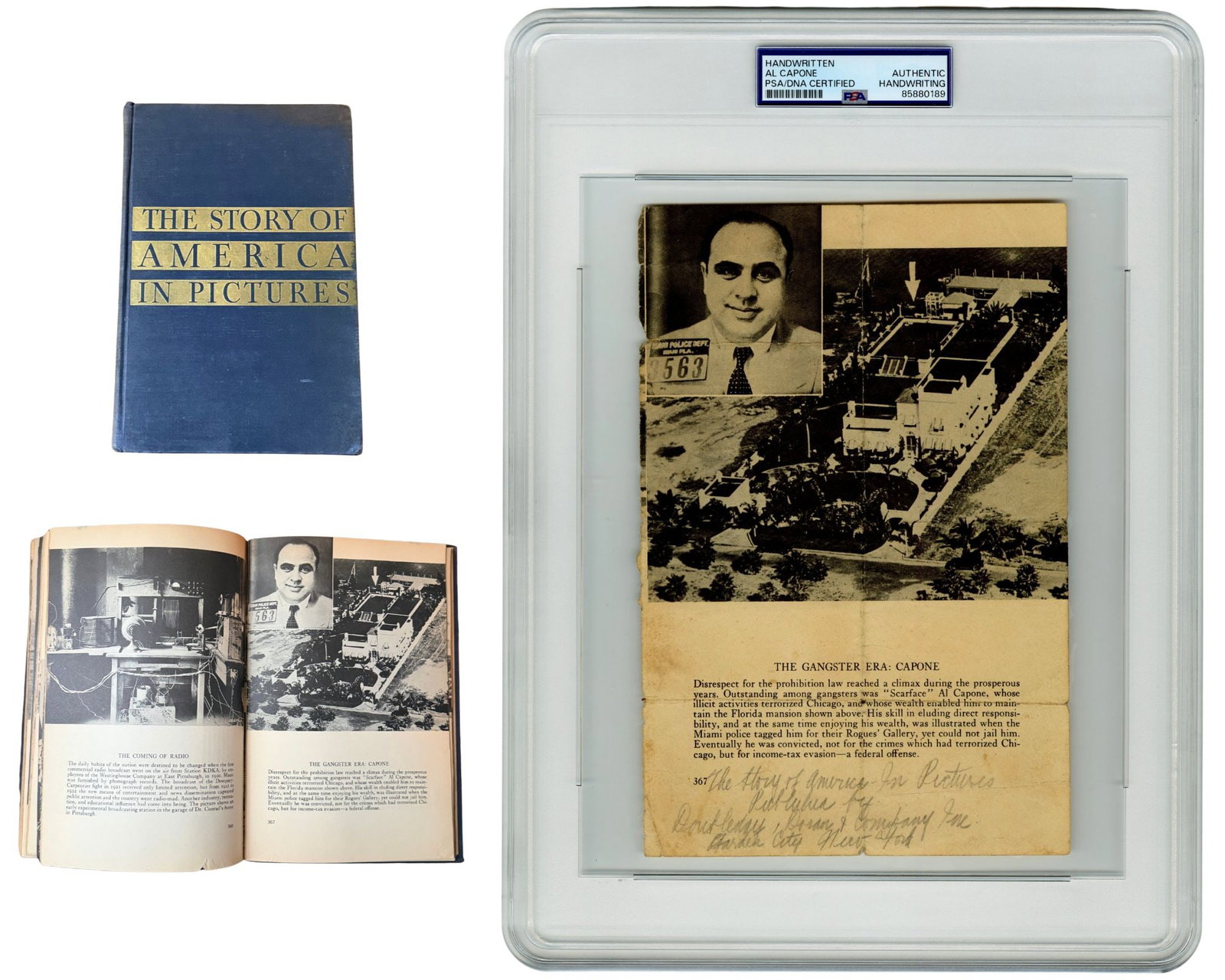 Al Capone Annotated Mugshot Image, Over 15 Words in His Hand From His Prison Cell, PSA Slabbed! (1 of 9)