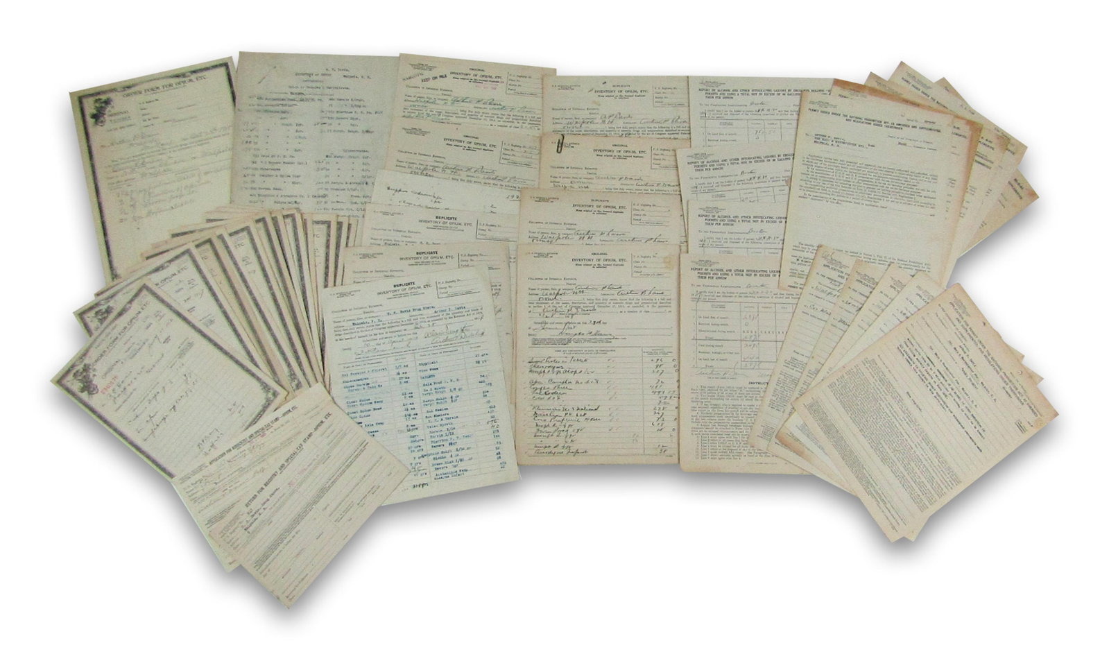 Prohibition-Era Drug Store Archive: 180pp of Permits, Applications, Prescriptions of Opium, Heroine (1 of 10)