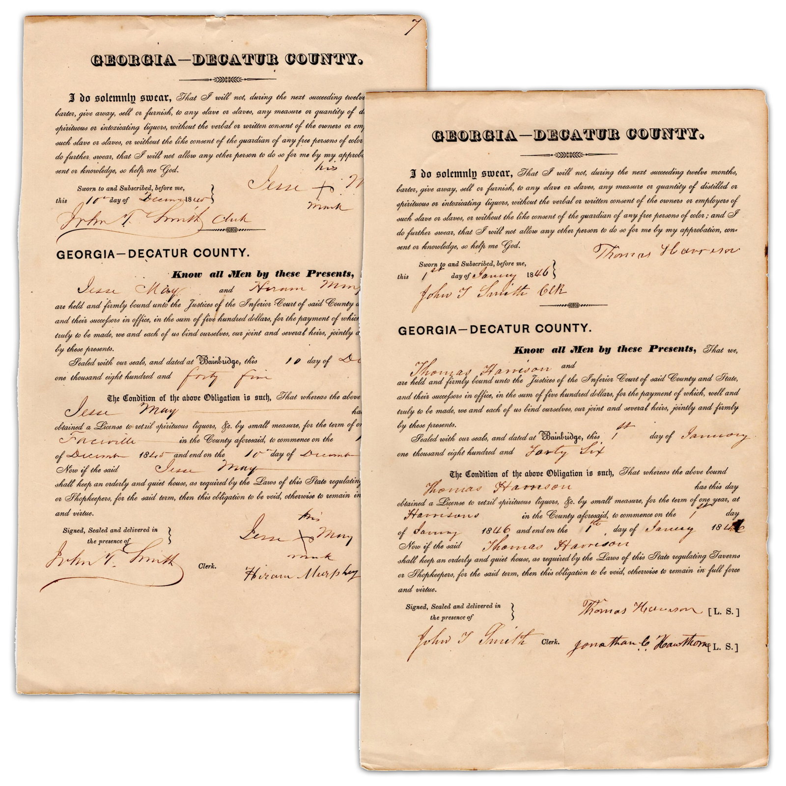 Georgia Requires Tavern Owners to Swear Not to Provide Liquor to Slaves or Free Blacks (1 of 3)