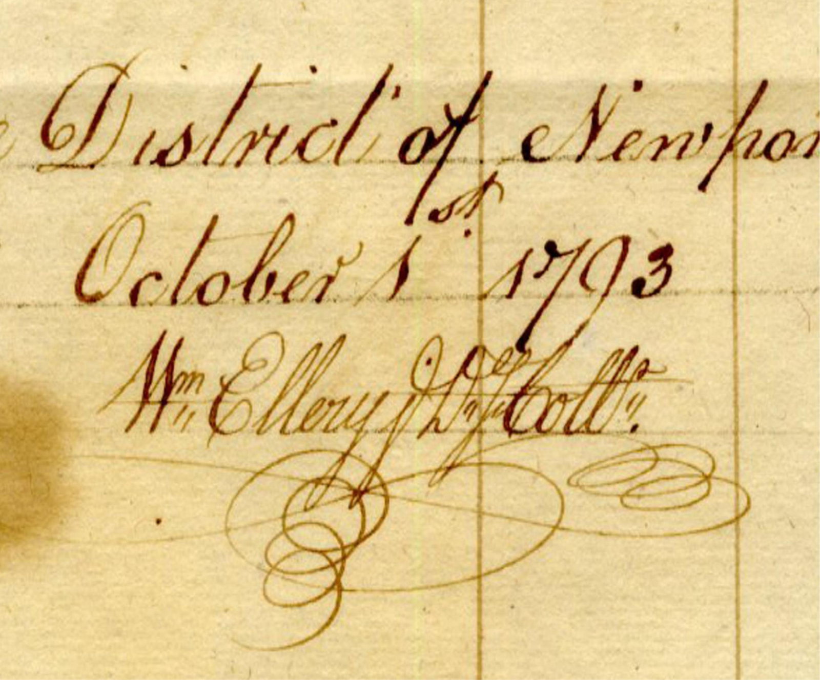 William Ellery Collects Customs On Slave Ship in Newport, Oct. 1793: William Ellery Newport, RI, October 1, 1793 William Ellery Collects Customs On Slave Ship in Newport, Oct. 1793 ADS A signed sheet of "Abstracts of Bounties on Exports from Newport" when William Eller