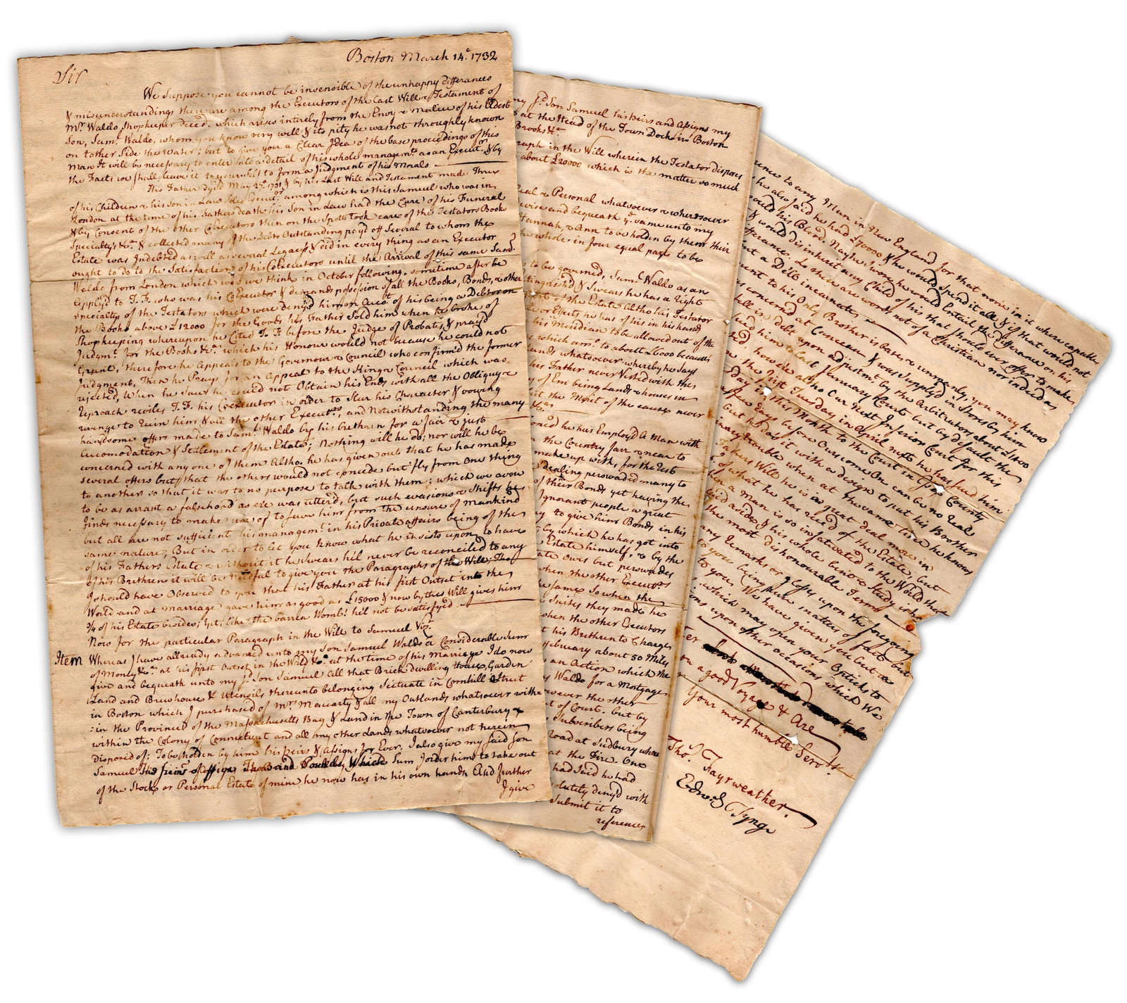 Harvard Association! 1731 Family Fight Over Estate of Boston Shopkeeper & Landowner (1 of 5)