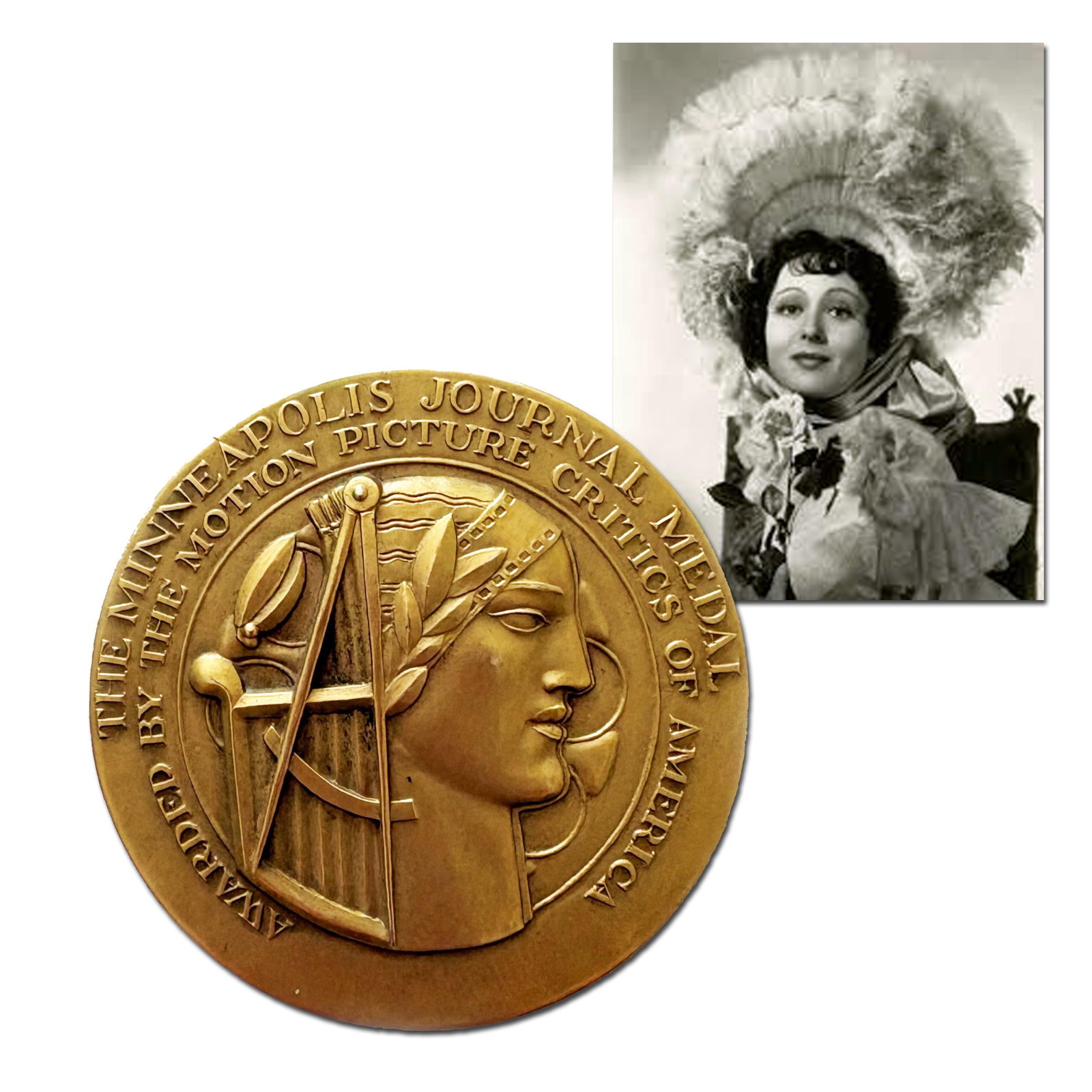 Better Than An Oscar! Luise Rainer's 82 Gram Gold Best Actress Award, 1936, $7000 in Gold Value!: Luise Rainer n.p., ca. 1936 Better Than An Oscar! Luise Rainer's 82 Gram Gold Best Actress Award, 1936, $7000 in Gold Value! Medal The Minneapolis Journal Medal awarded to Luise Rainer for Best