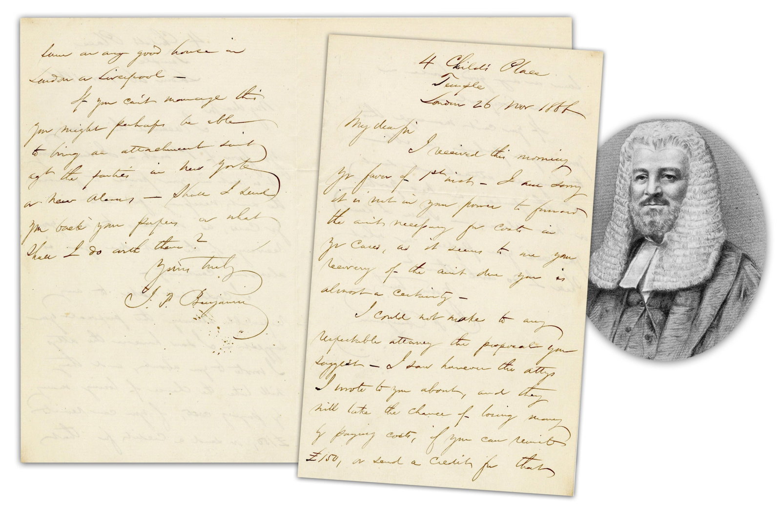 Judah Benjamin 1866 ALS As English Barrister Re: Case Involving NY & New Orleans - Possibly (1 of 4)