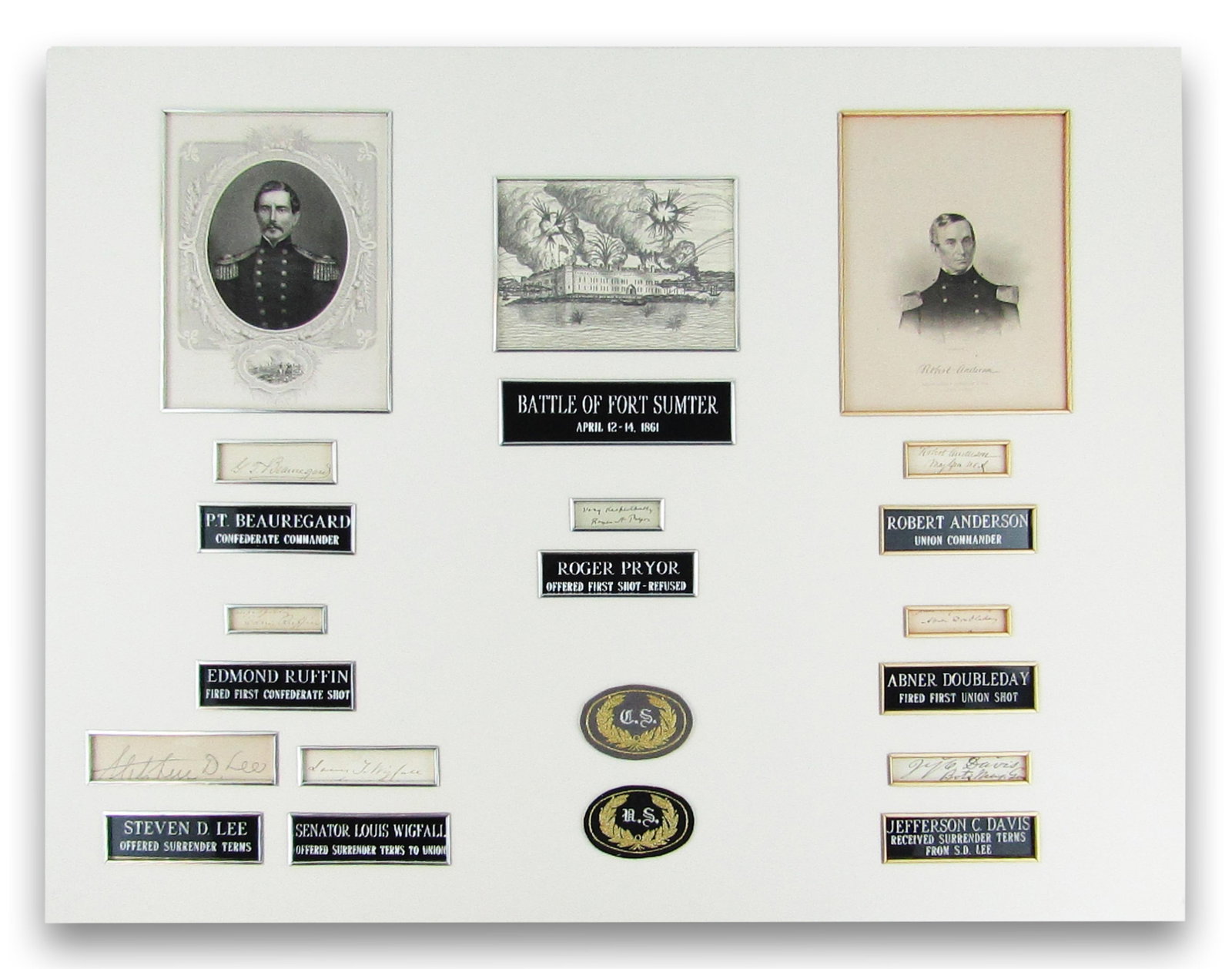 Fort Sumter (8) Signature Display: Beauregard, Anderson, Doubleday & More! (1 of 6)