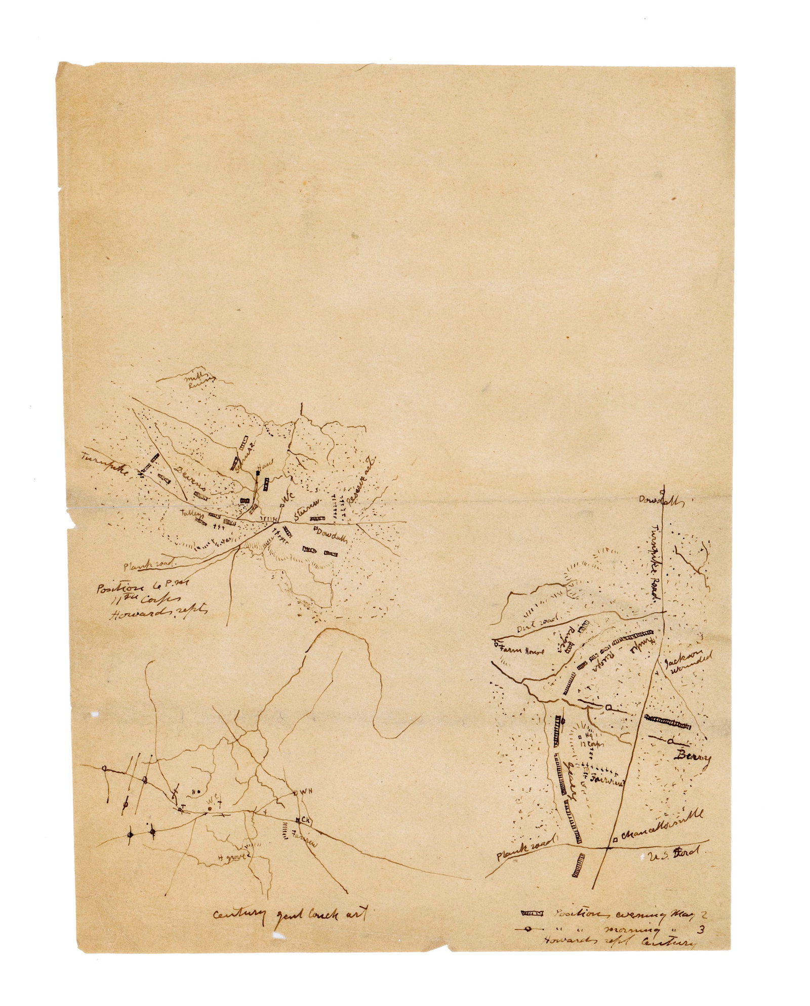 Stonewall Jackson Wounded! Civil War Surgeon Maps 11th Corps at Battle of Chancellorsville (1 of 3)