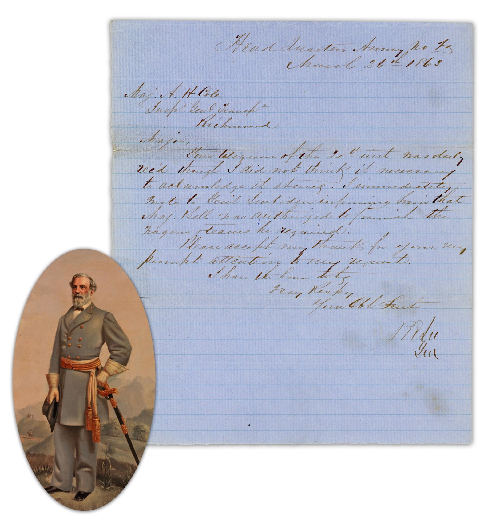 War Dated Robert E. Lee LS Re: Jones-Imboden Raid in 1863 (1 of 5)