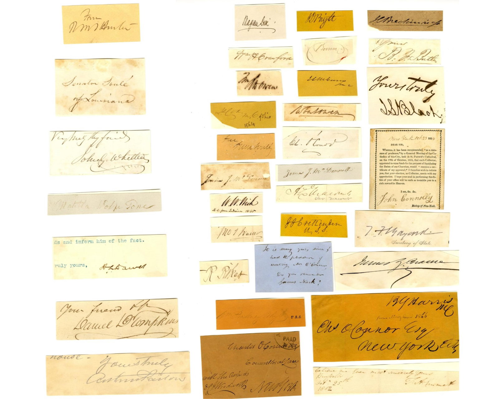 Dealer's Lot of 35 Cut Signatures of Civil War-Era Notables! (1 of 1)