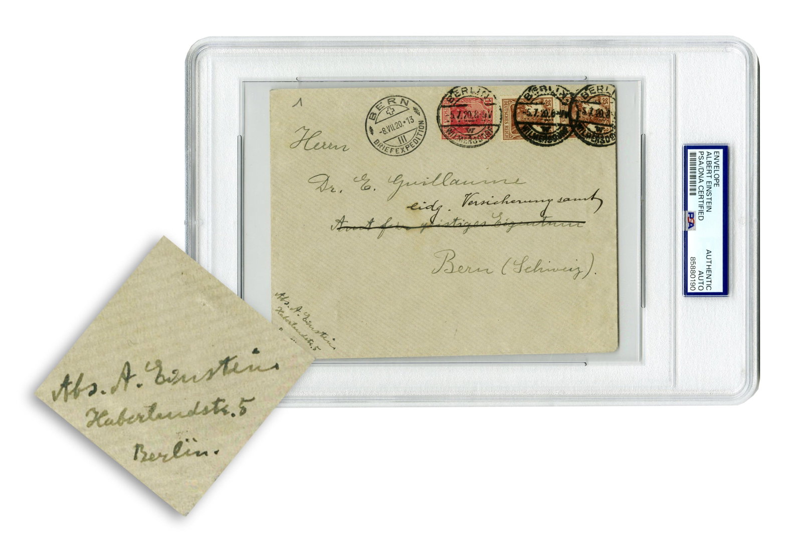 Albert Einstein Envelope to Critic of Theory of Relativity, PSA Slabbed (1 of 5)