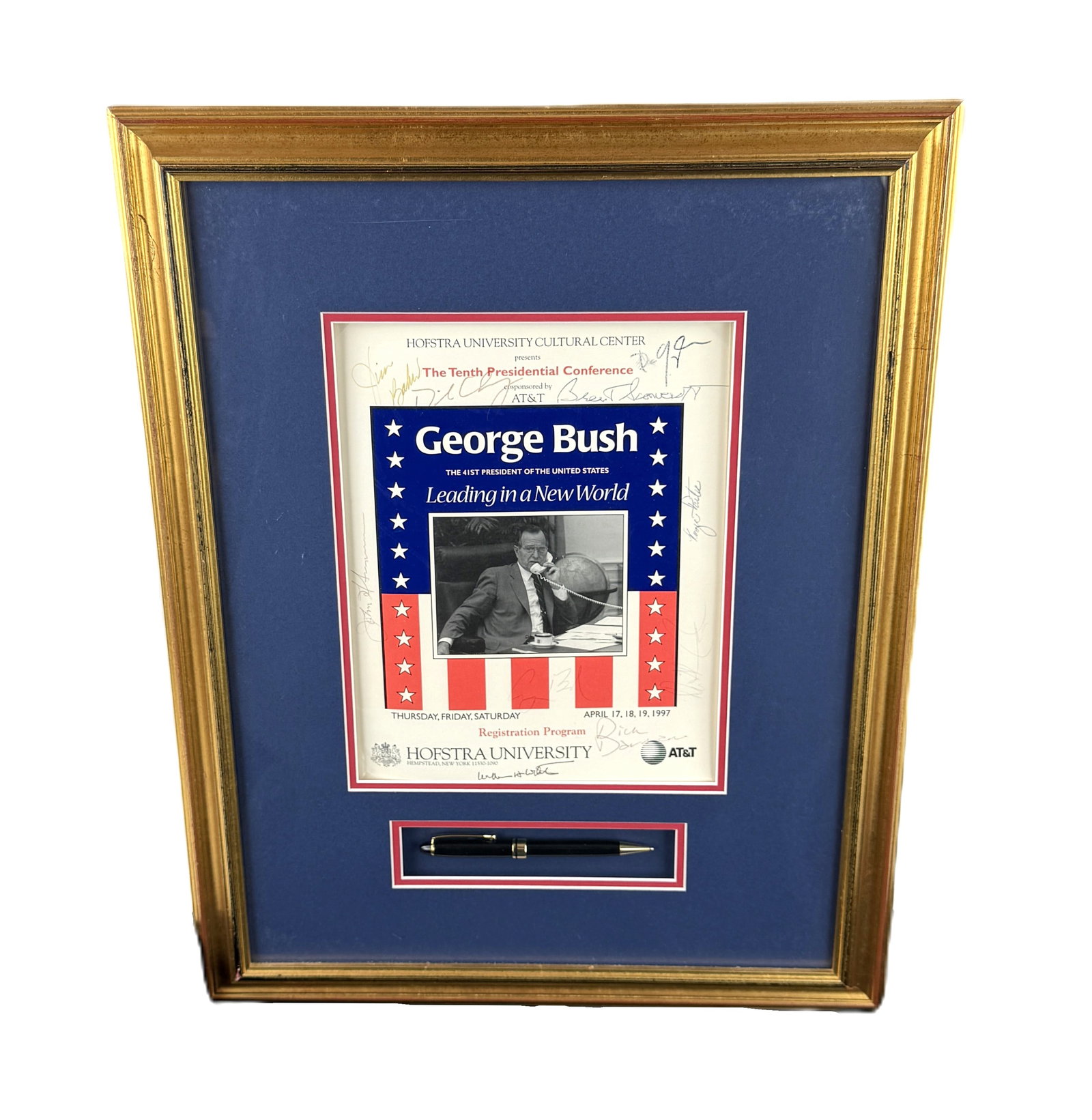 George H.W. Bush & Cabinet Signed Program Framed with Pen Used to Sign (1 of 5)
