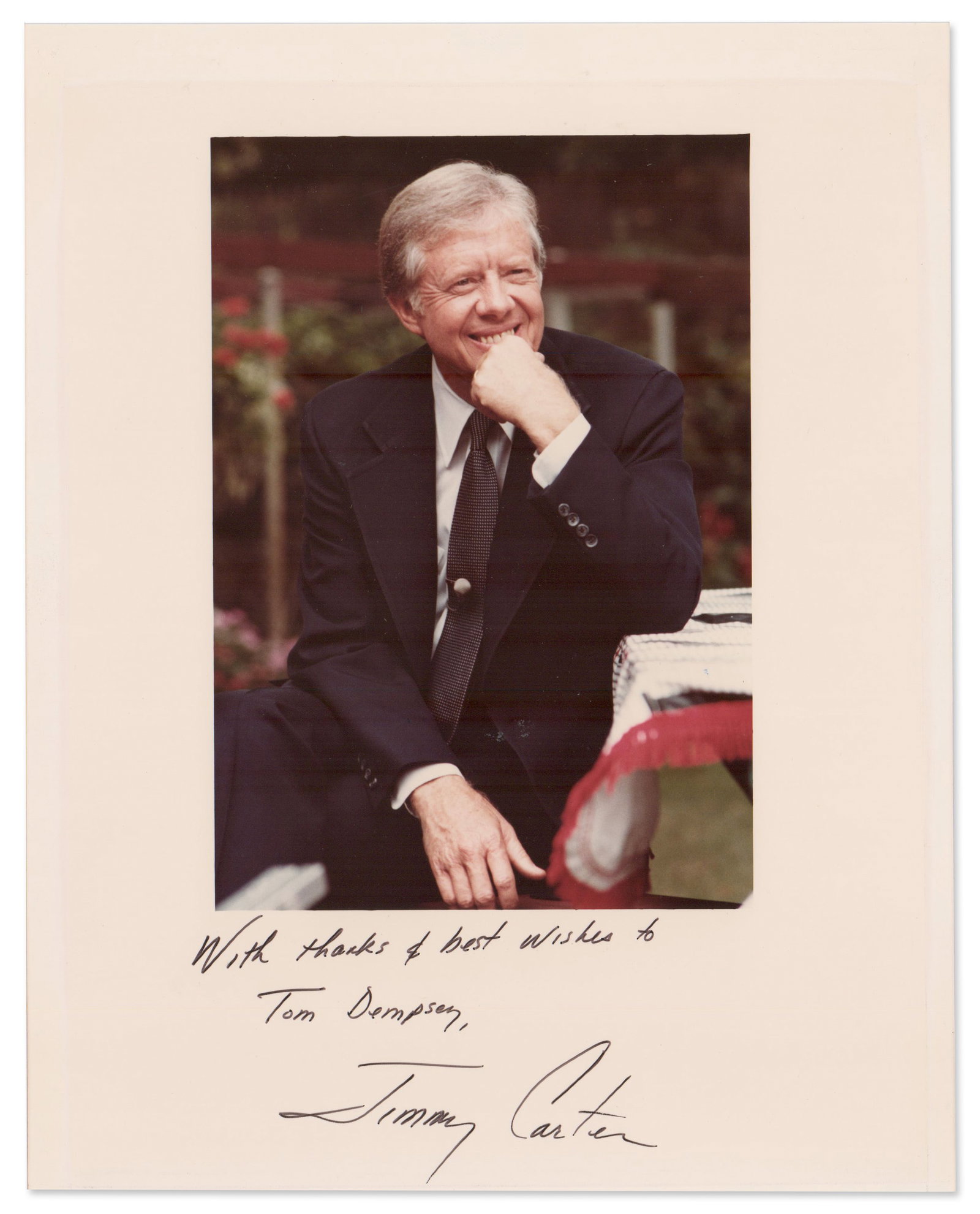 Post-Presidential Candid Photo, Signed and Inscribed by Jimmy Carter (1 of 2)