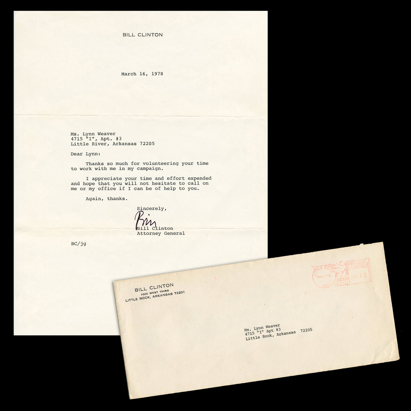 Bill Clinton TLS to Little Rock Supporter Re: Successful 1978 Gubernatorial Campaign (1 of 4)