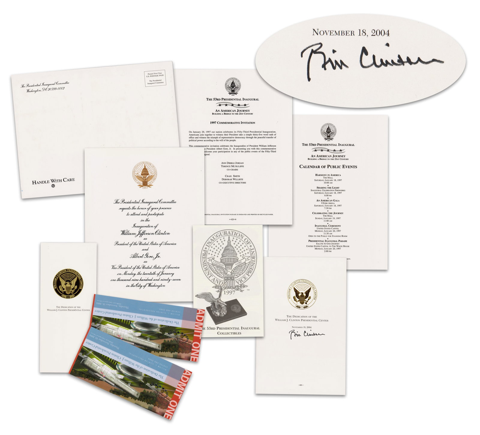 Bill Clinton Signed Program & 1997 Inauguration Archive, 10 pcs. (1 of 8)