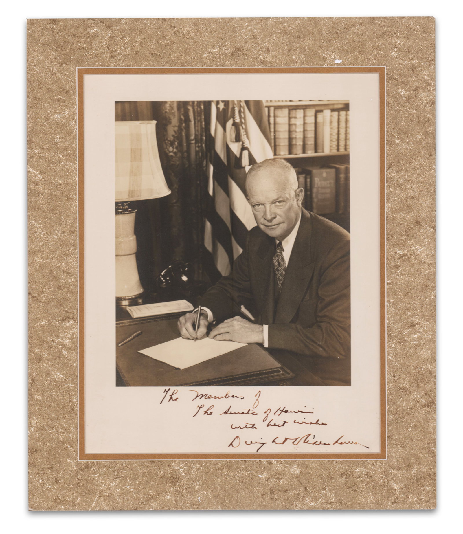 Dwight Eisenhower SP Presented to First Hawaiian Senators After Statehood (1 of 2)