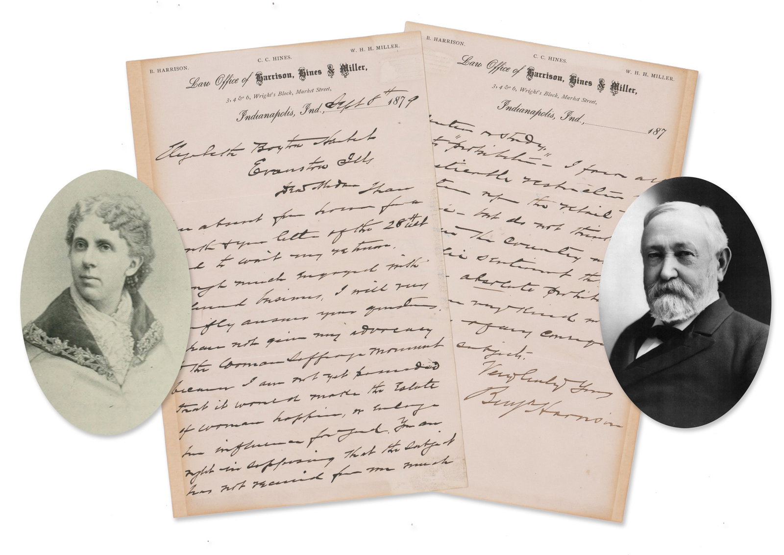Benjamin Harrison Gives His Position on Suffrage: "I am not yet persuaded that it would make the: Benjamin Harrison Indianapolis, IN, September 8, 1879 Benjamin Harrison Gives His Position on Suffrage: "I am not yet persuaded that it would make the estate of woman happier, or enlarge her influence