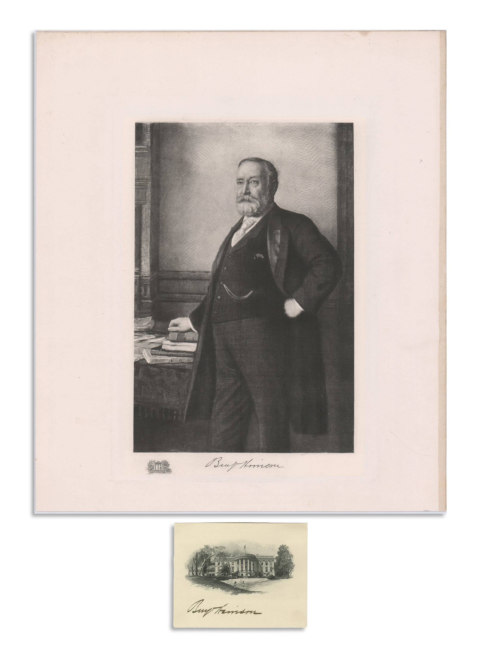 Benjamin Harrison Etching & Signed White House Engraving (1 of 3)