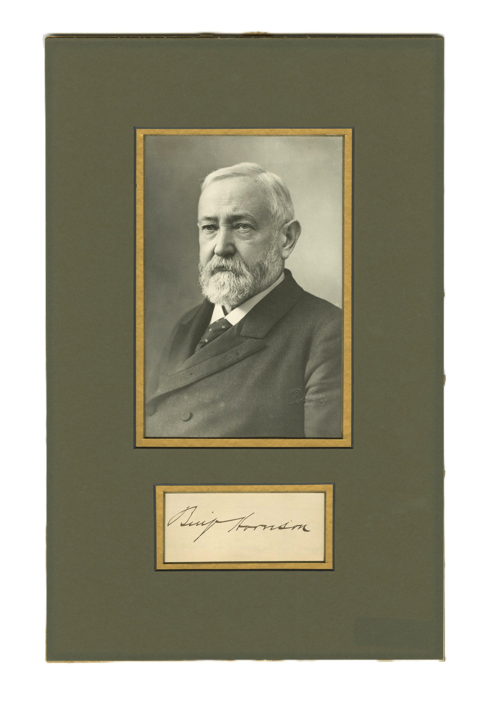 Benjamin Harrison Matted Signature with Pach Bros. Portrait (1 of 2)