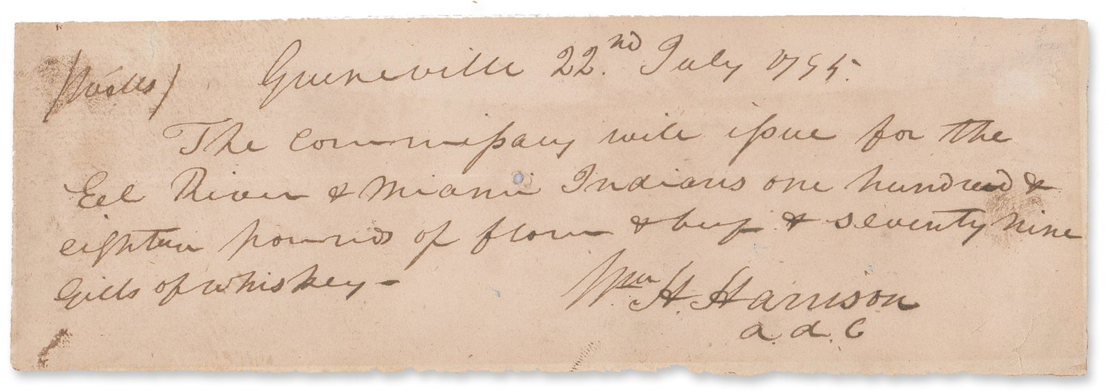 WH Harrison Rations Flour, Beef, & Whiskey to the Indians While Negotiating the Treaty of (1 of 1)