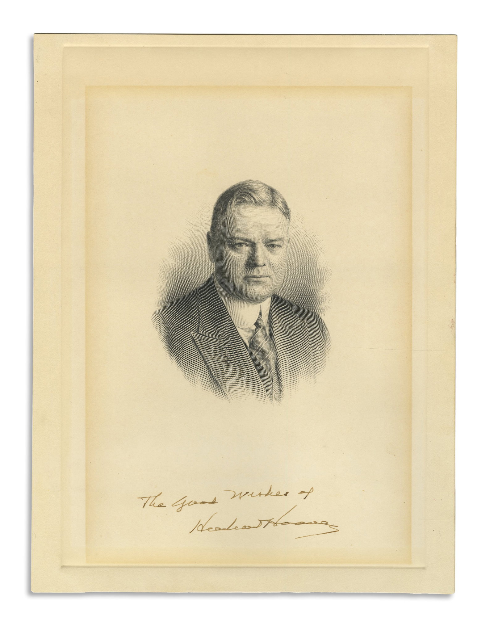 Herbert Hoover Signed Portrait Engraving (1 of 2)