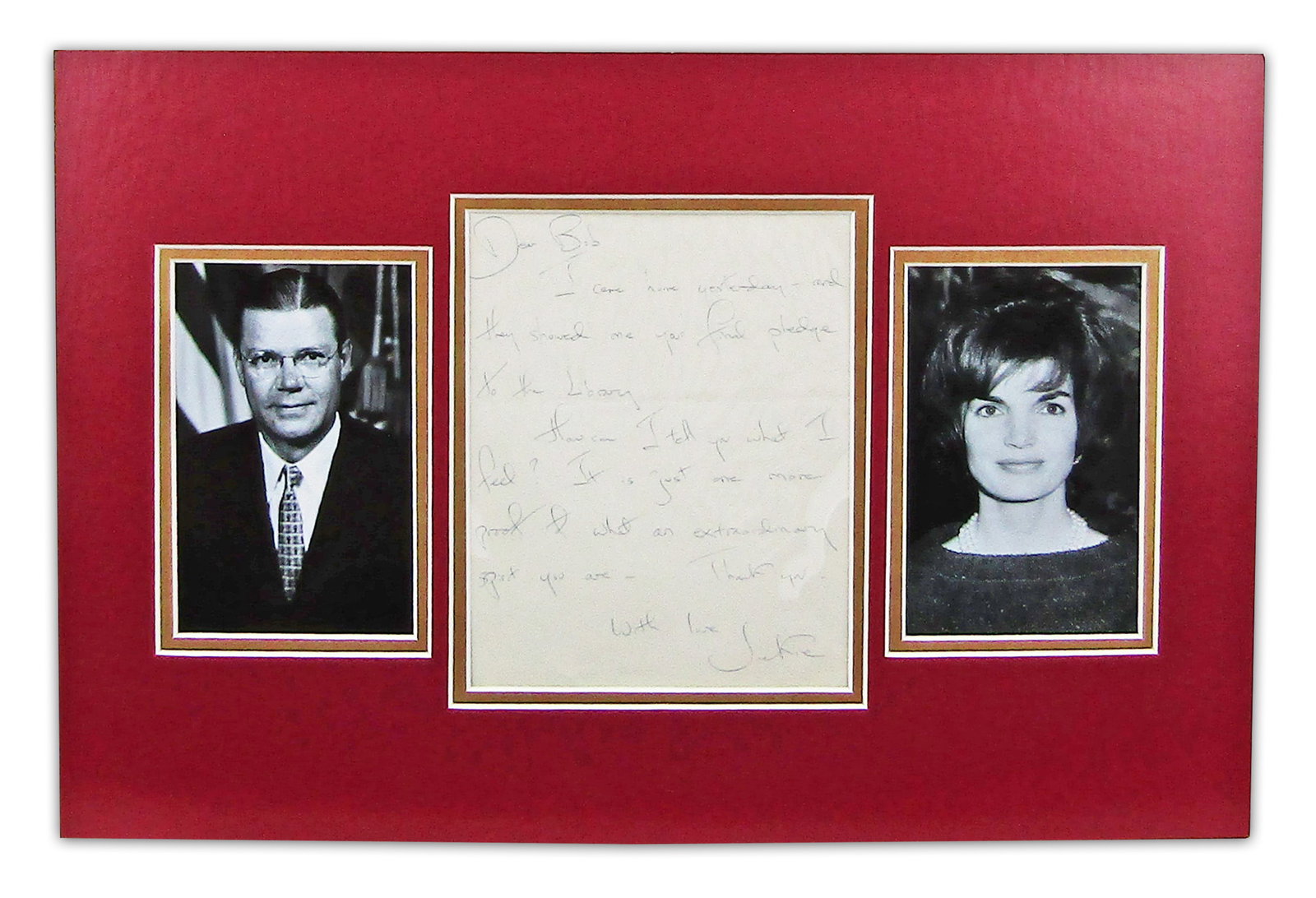 Jackie Kennedy ALS To Robert McNamara Re: "final pledge" Funding JFK Presidential Library! Ex-Robert: Jacqueline Kennedy n.p., [July 27, 1966] Jackie Kennedy ALS To Robert McNamara Re: "final pledge" Funding JFK Presidential Library! Ex-Robert McNamara Estate, Ex-Sotheby's ALS A 1p autograph letter si