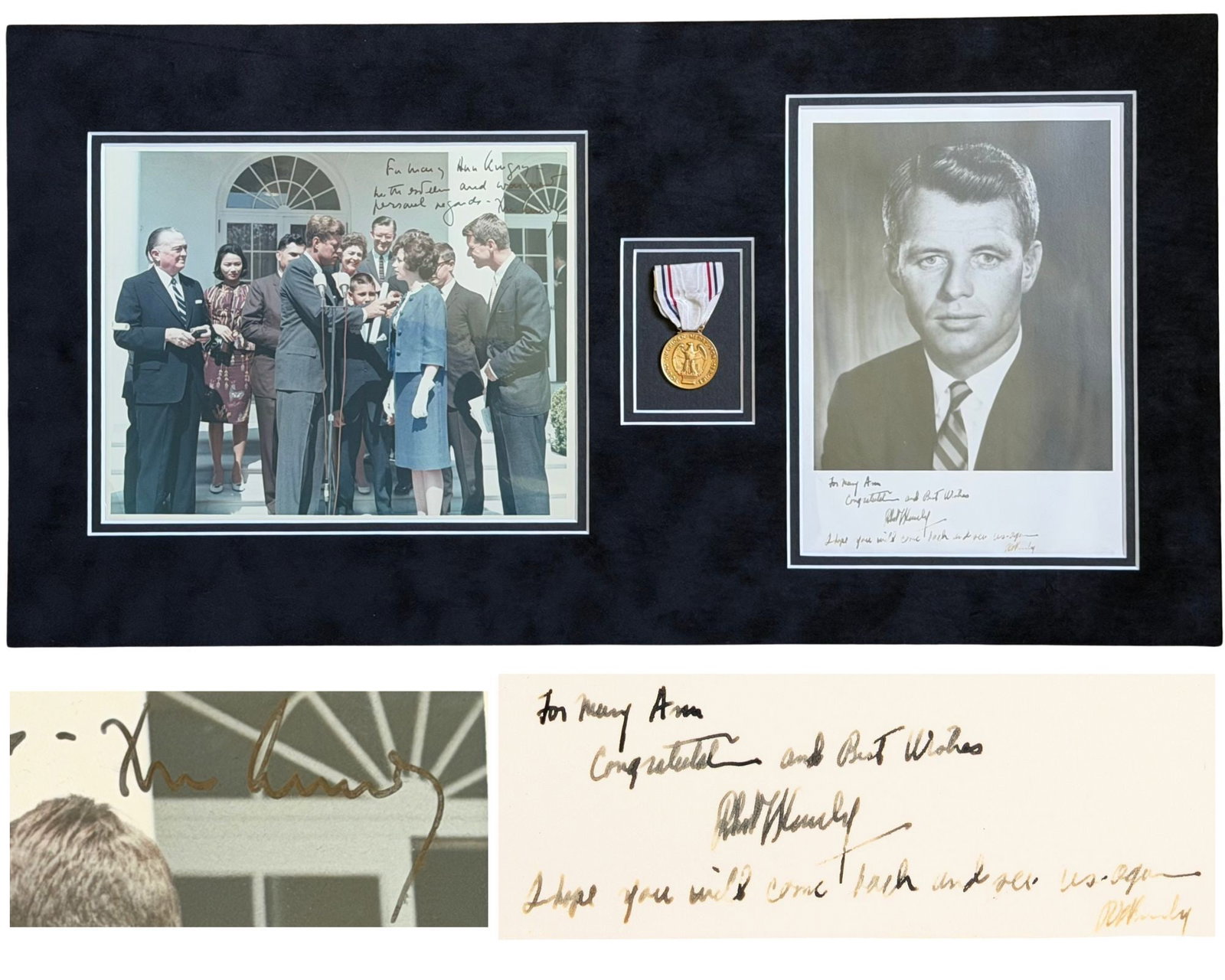 JFK & RFK Signed Photos & 14K Gold Medal to 1st Young American Female Recipient! PSA Authenticated (1 of 11)