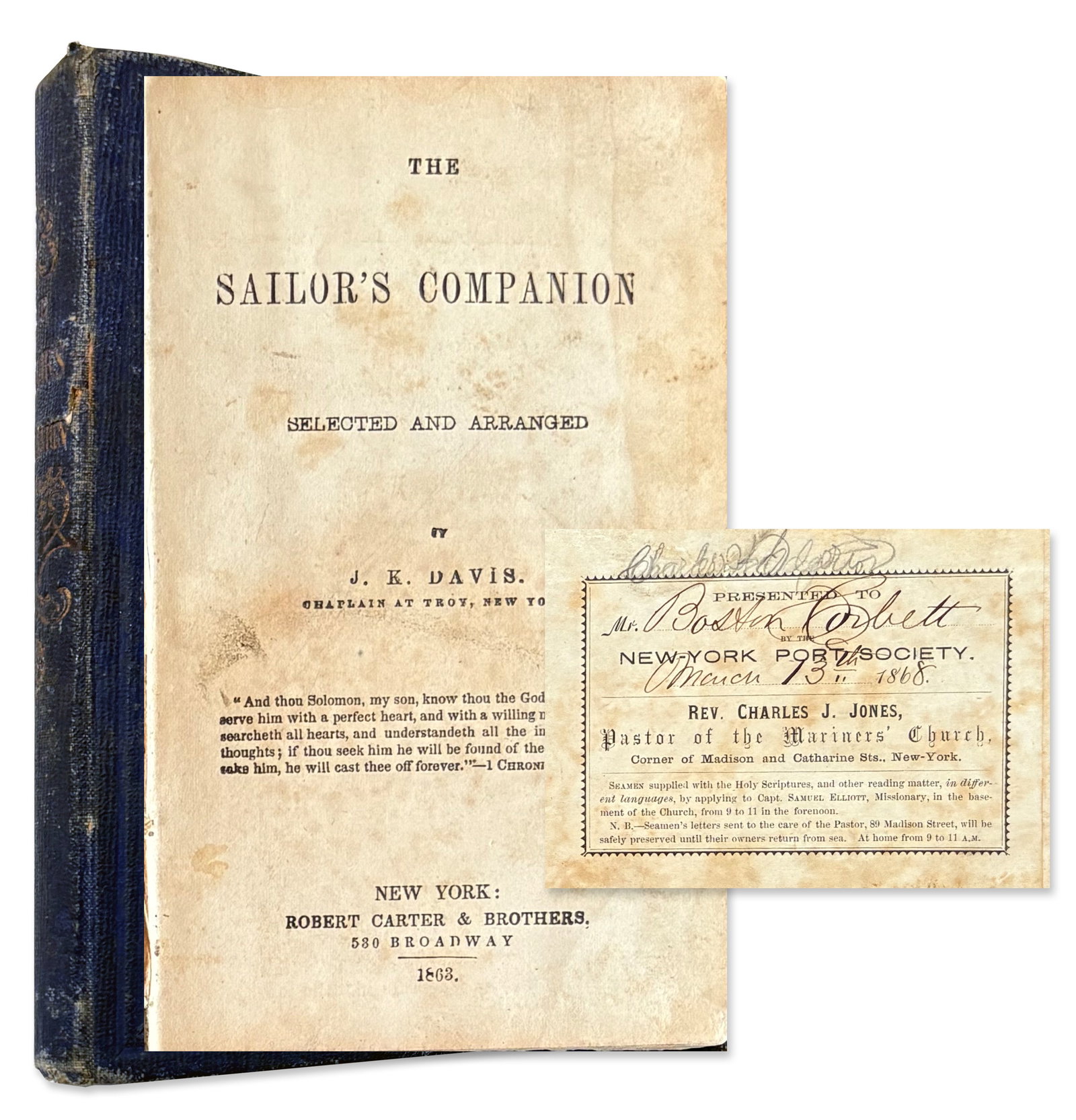 Prayer Book Presented to Boston Corbett, "Lincoln's Avenger" (1 of 4)