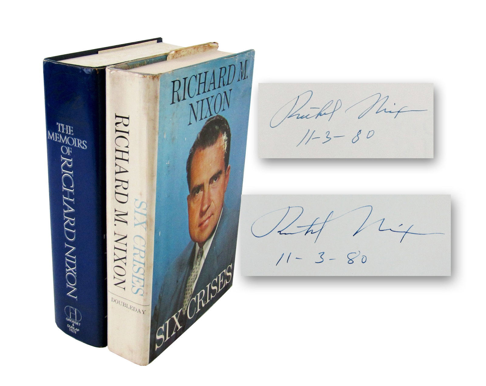 Richard Nixon (2) Signed Books, "Six Crises" & "Memoirs" (1 of 13)