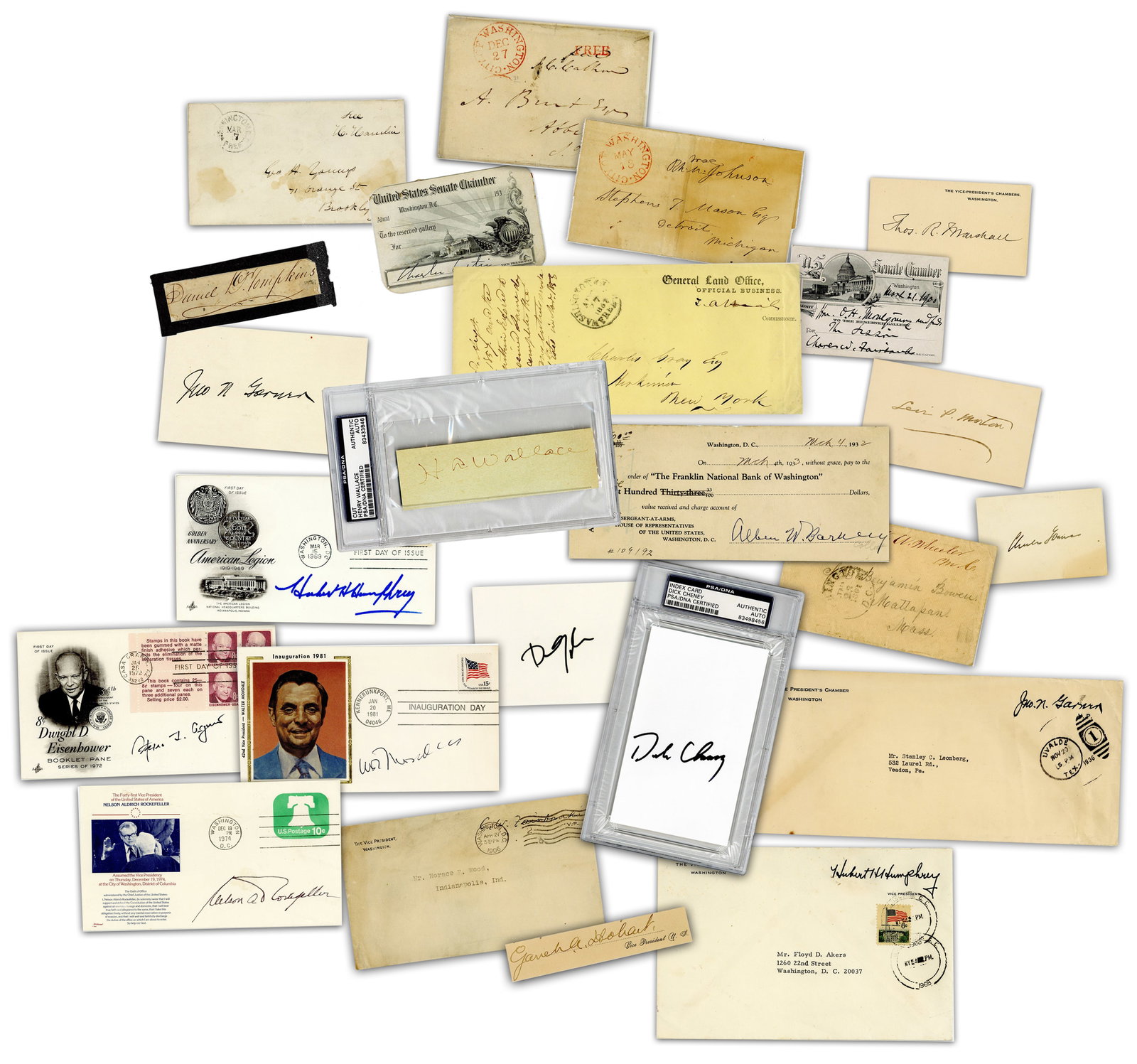 (20+) Vice Presidents! Dealer's Lot Incl. Barkley, Calhoun, Cheney, Hamlin, Humphrey, Mondale,: Vice Presidents various, ca. 1862-1974 (20+) Vice Presidents! Dealer's Lot Incl. Barkley, Calhoun, Cheney, Hamlin, Humphrey, Mondale, Quayle, Rockefeller, & More! (2) PSA Slabbed, (24) Pcs Total Archi