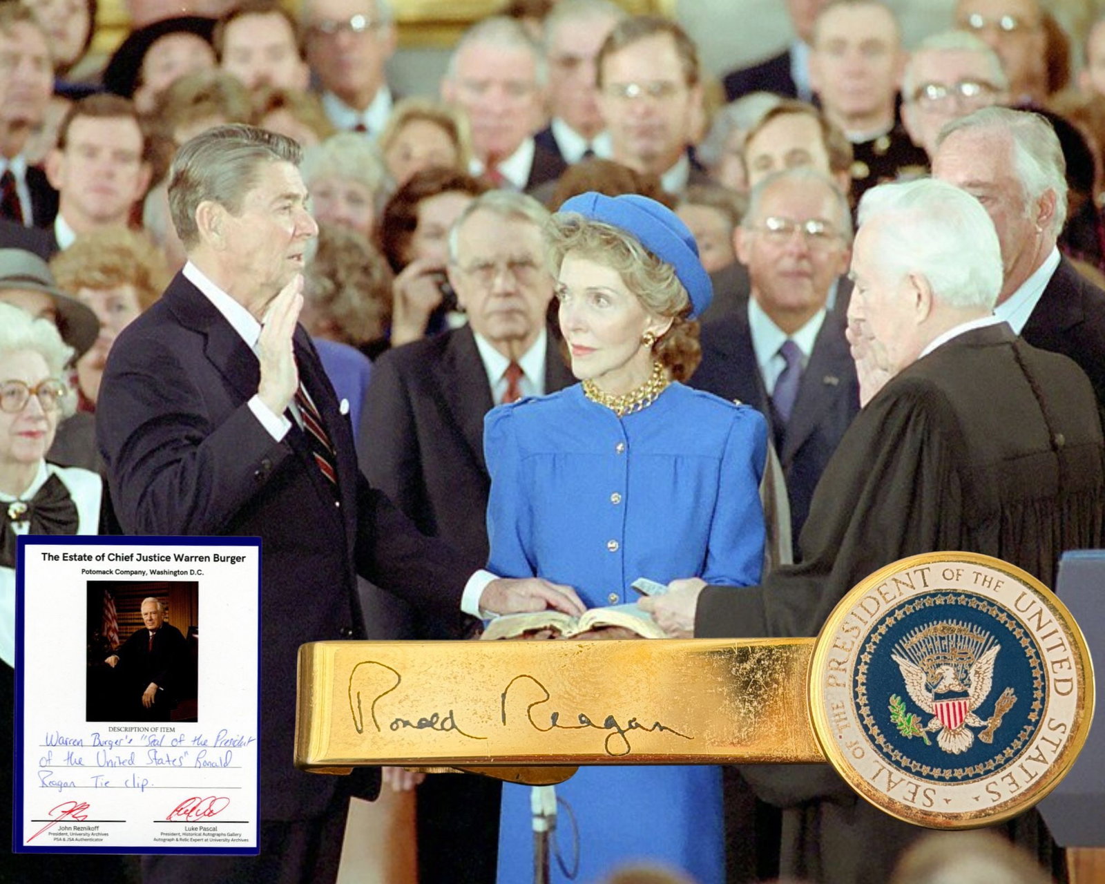 Warren Burger's Personally Owned Reagan Seal of Pres. Tie Clip (1 of 4)