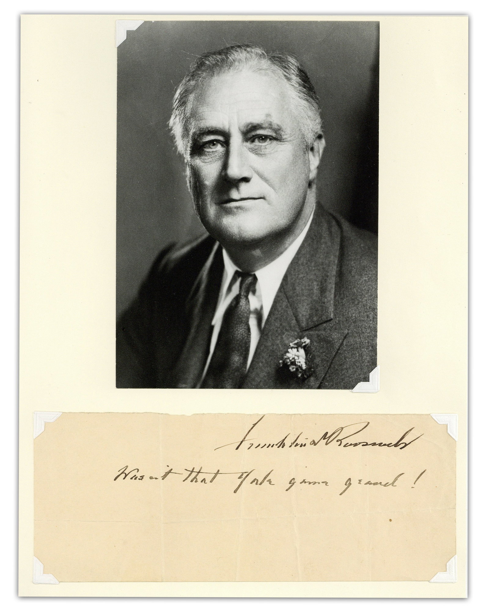 FDR On Football! "Wasn't that Yale game grand!" ANS (1 of 3)