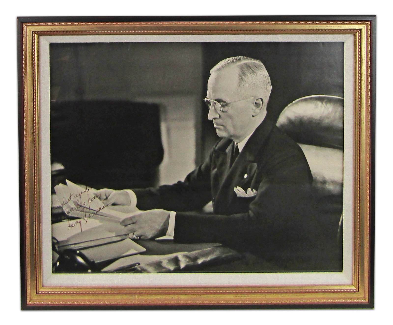 Harry Truman Signed Photograph, Huge! More Than 20" High: Harry Truman n.p., n.d. Harry Truman Signed Photograph, Huge! More Than 20" High SP An oversized vintage photograph of 33rd U.S. President Harry S. Truman (1884-1972), signed and inscribed by him in t